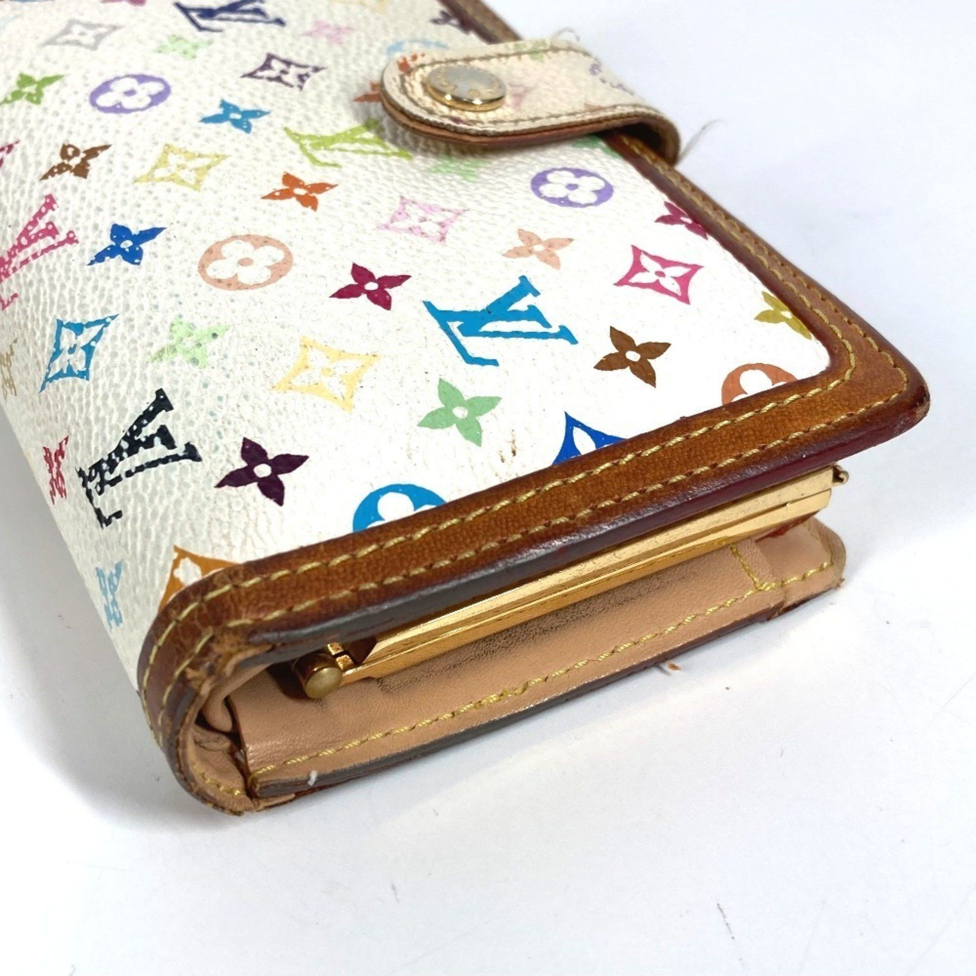 Louis Vuitton LOUIS VUITTON M92987 Monogram Multicolore Portefeuille Viennois Clasp Bi-fold Wallet in Canvas, Women's, Blanc White Size ONE SIZE - 6 Thumbnail