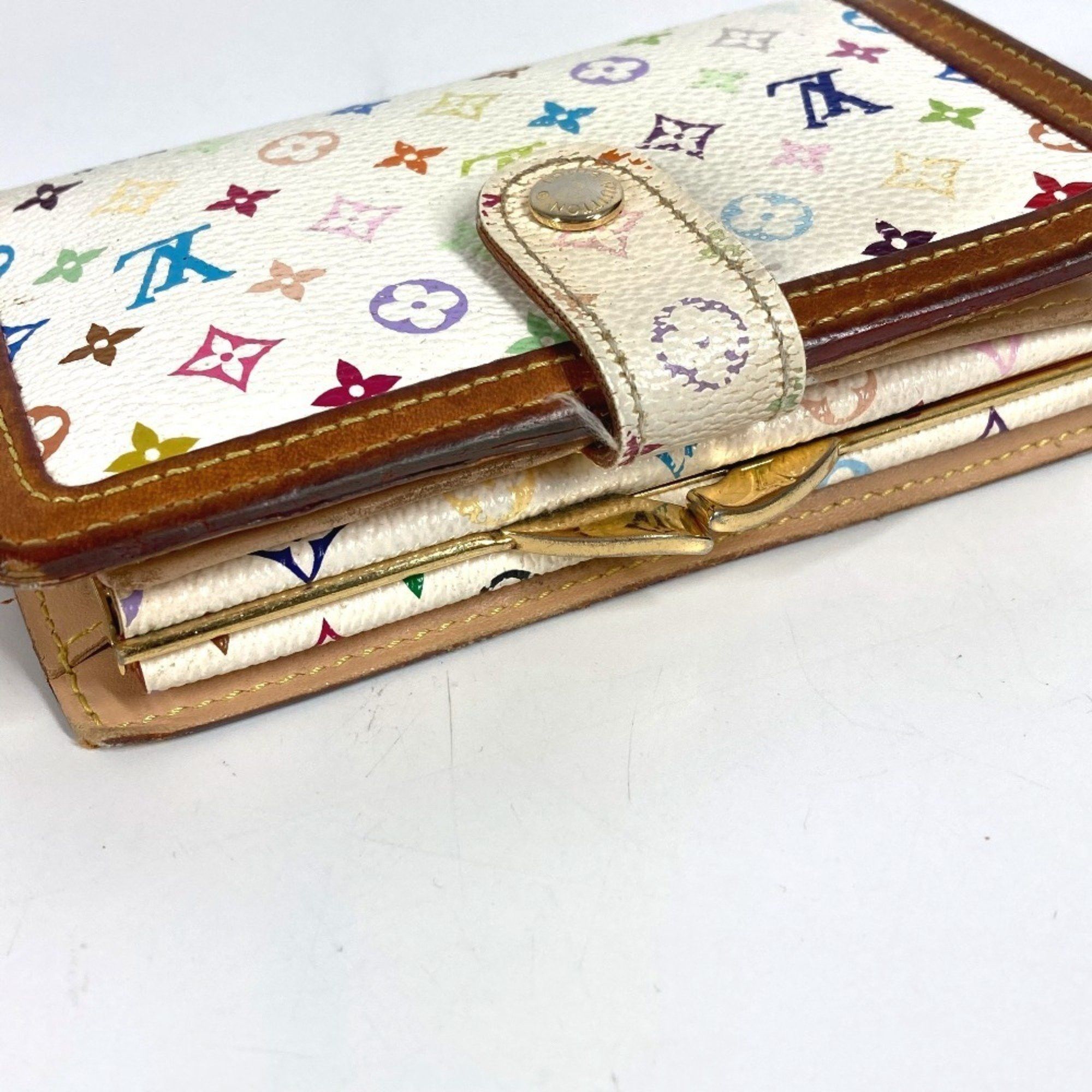 Louis Vuitton LOUIS VUITTON M92987 Monogram Multicolore Portefeuille Viennois Clasp Bi-fold Wallet in Canvas, Women's, Blanc White Size ONE SIZE - 7 Thumbnail