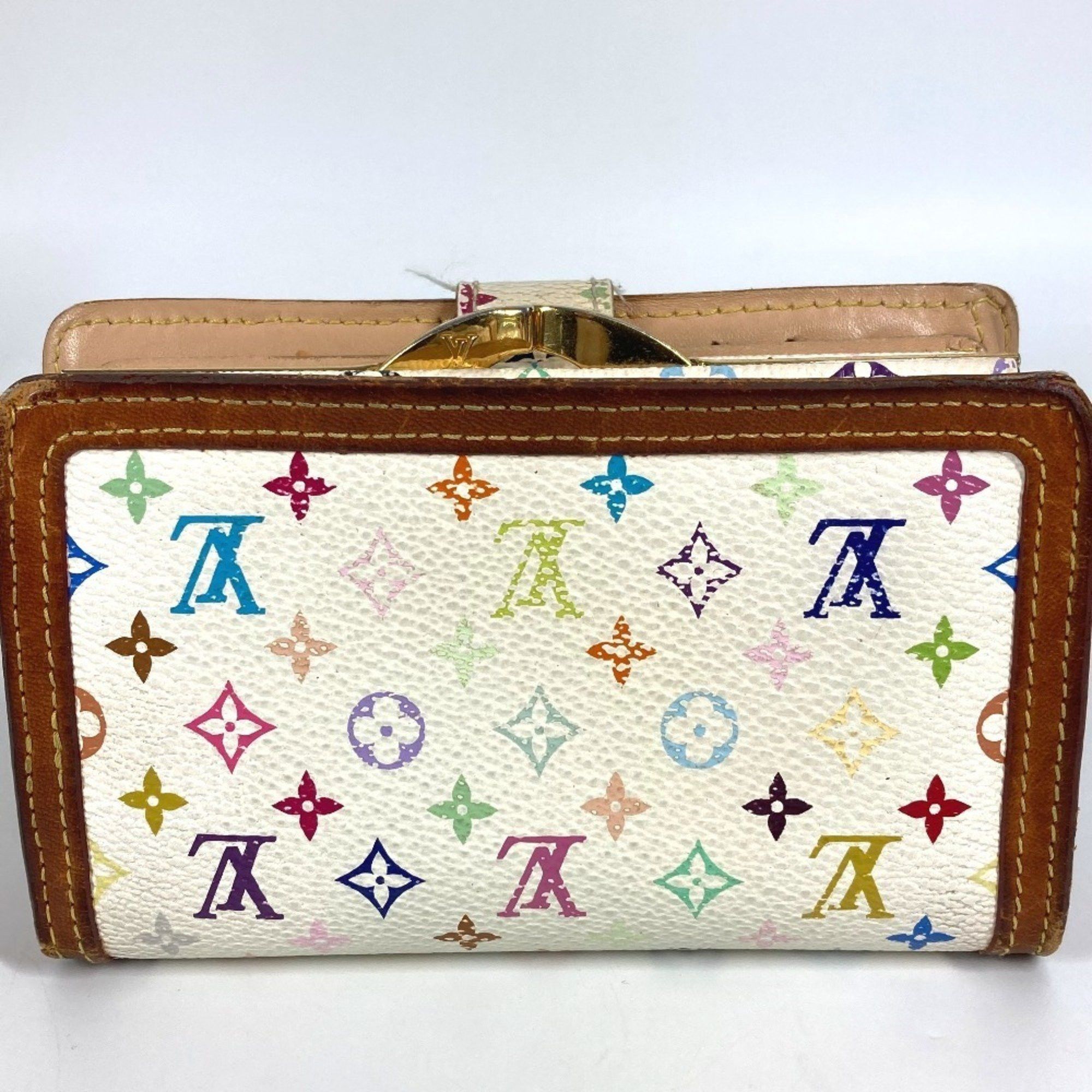 Louis Vuitton LOUIS VUITTON M92987 Monogram Multicolore Portefeuille Viennois Clasp Bi-fold Wallet in Canvas, Women's, Blanc White Size ONE SIZE - 8 Thumbnail