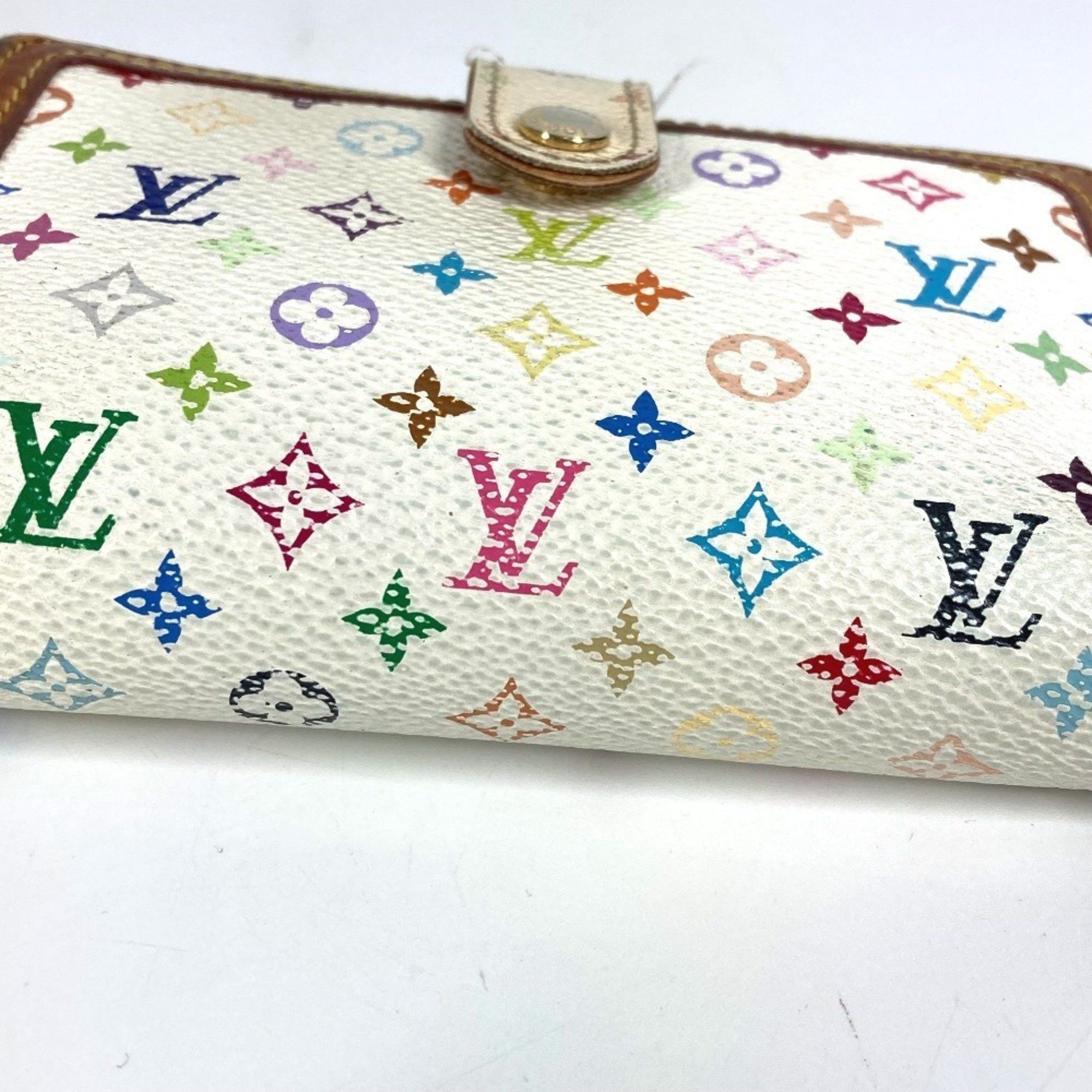 Louis Vuitton LOUIS VUITTON M92987 Monogram Multicolore Portefeuille Viennois Clasp Bi-fold Wallet in Canvas, Women's, Blanc White Size ONE SIZE - 5 Thumbnail