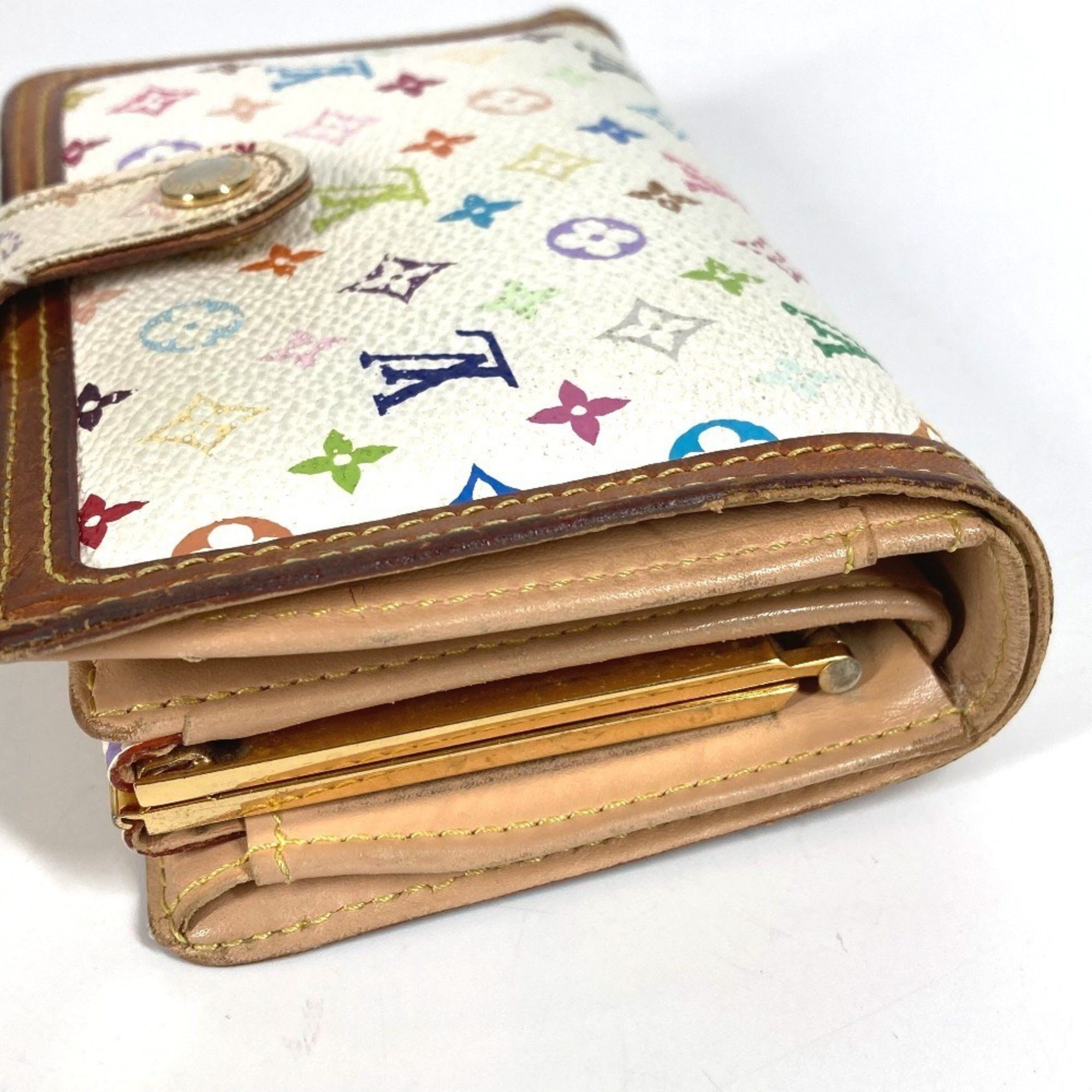 Louis Vuitton LOUIS VUITTON M92987 Monogram Multicolore Portefeuille Viennois Clasp Bi-fold Wallet in Canvas, Women's, Blanc White Size ONE SIZE - 3 Thumbnail