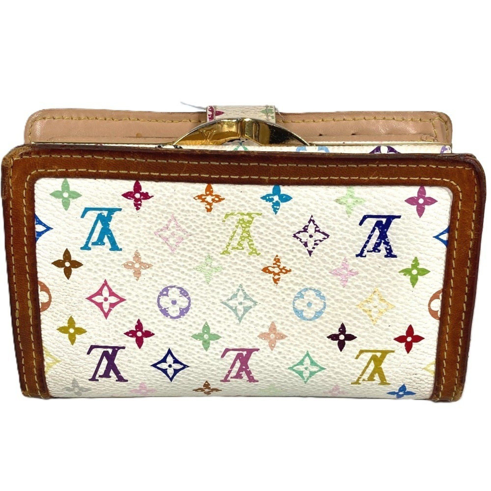 Louis Vuitton LOUIS VUITTON M92987 Monogram Multicolore Portefeuille Viennois Clasp Bi-fold Wallet in Canvas, Women's, Blanc White Size ONE SIZE - 2 Thumbnail