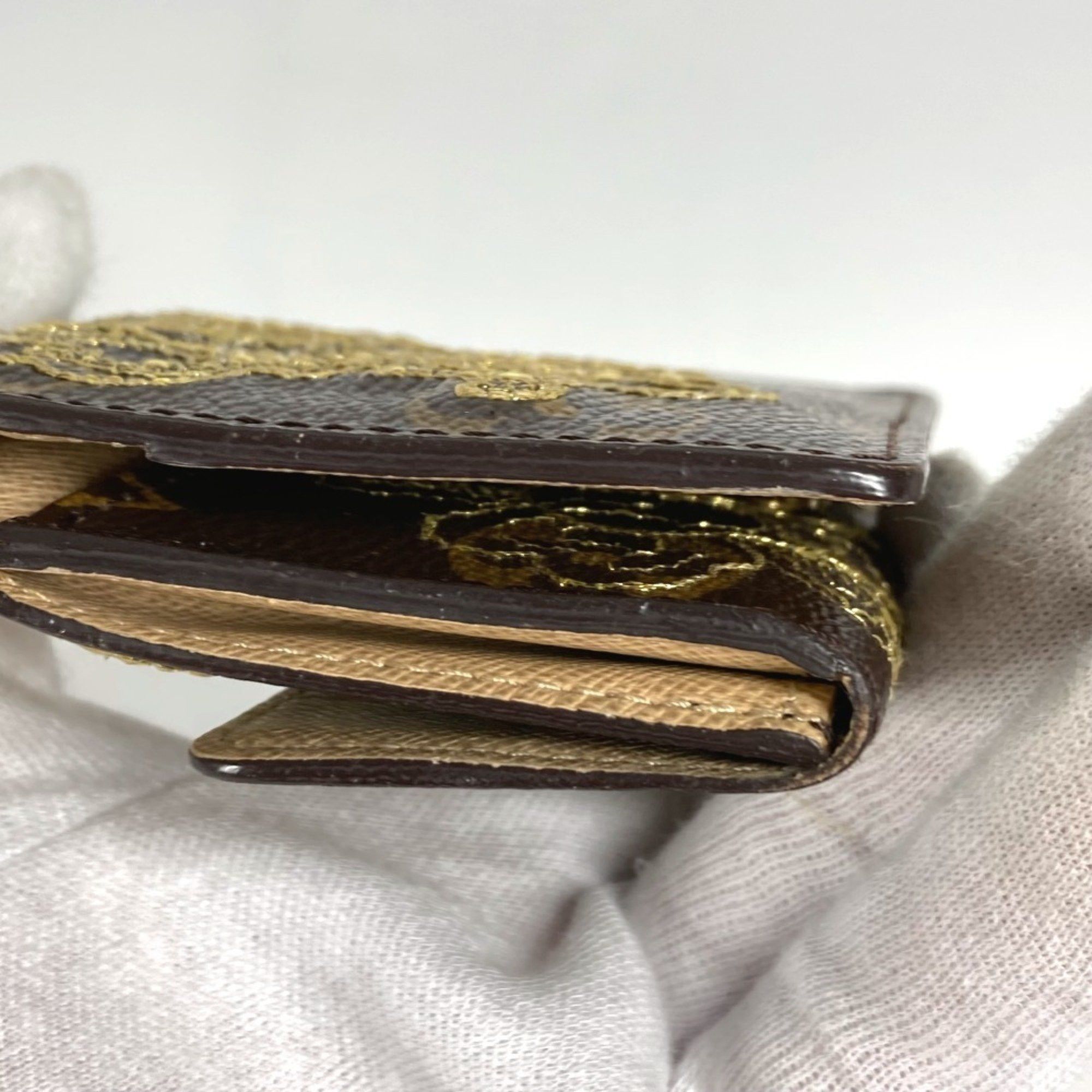 Louis Vuitton LOUIS VUITTON M95391 Monogram Dante Embroidered Ludlow Compact Wallet Bi-fold Canvas Brown for Men and Women Size ONE SIZE - 9 Thumbnail