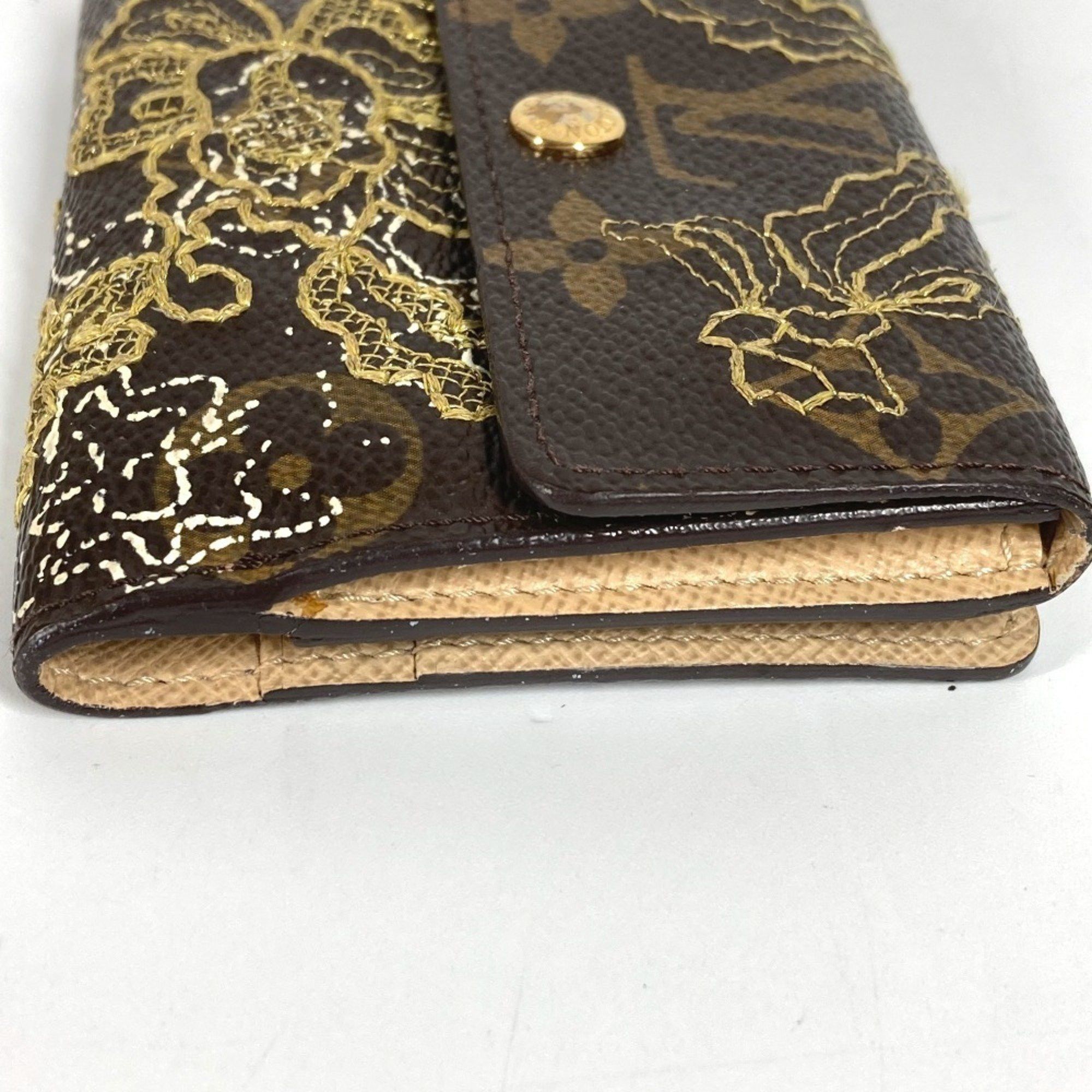 Louis Vuitton LOUIS VUITTON M95391 Monogram Dante Embroidered Ludlow Compact Wallet Bi-fold Canvas Brown for Men and Women Size ONE SIZE - 3 Thumbnail