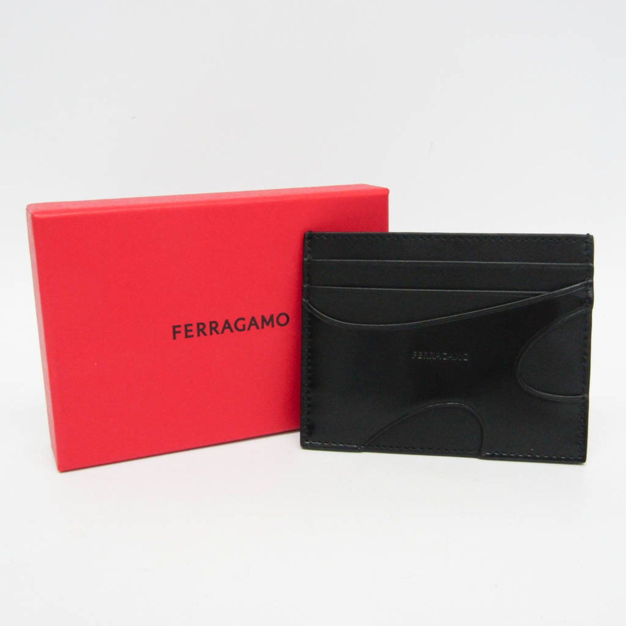 Salvatore Ferragamo Salvatore Ferragamo JL-66 1261 Leather Card Case Black Size ONE SIZE - 2 Thumbnail