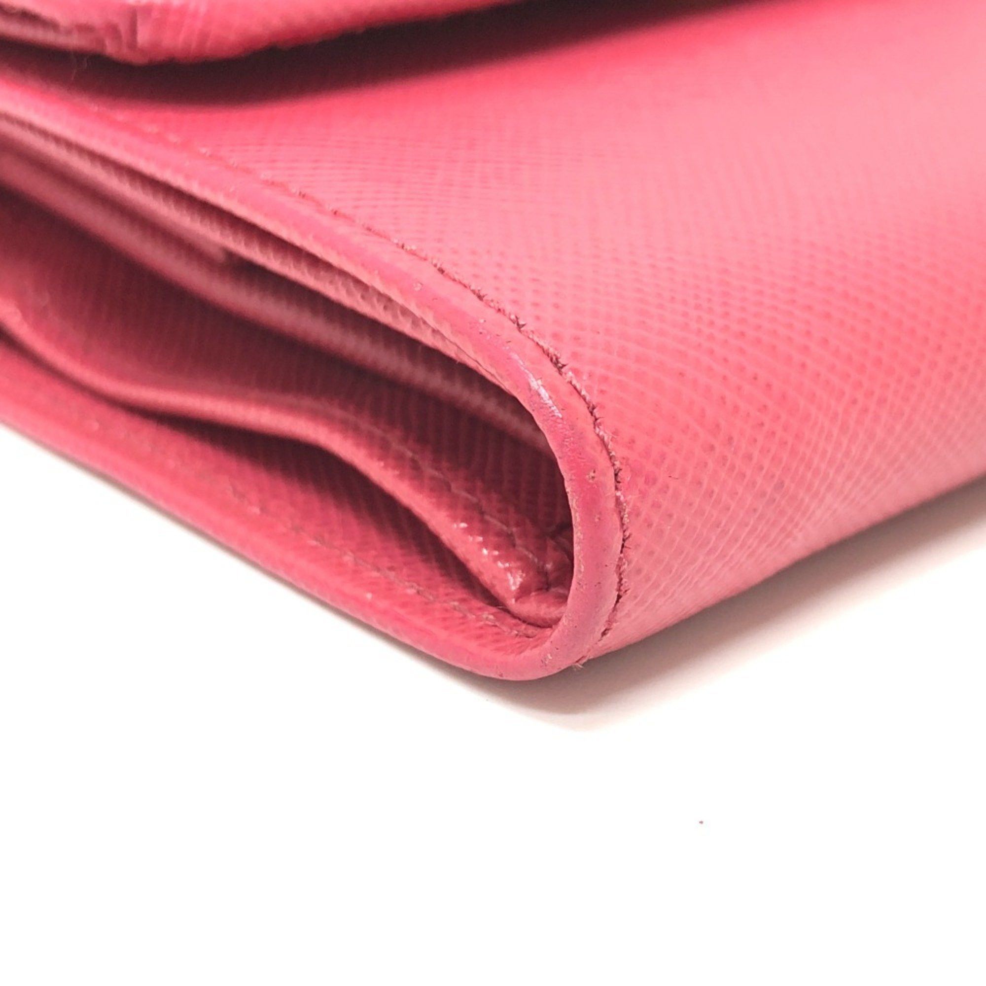 Prada PRADA 1MH840 Logo Ribbon Wallet, Compact Tri-fold Saffiano Leather, Women's PEONIA Pink Size ONE SIZE - 5 Thumbnail