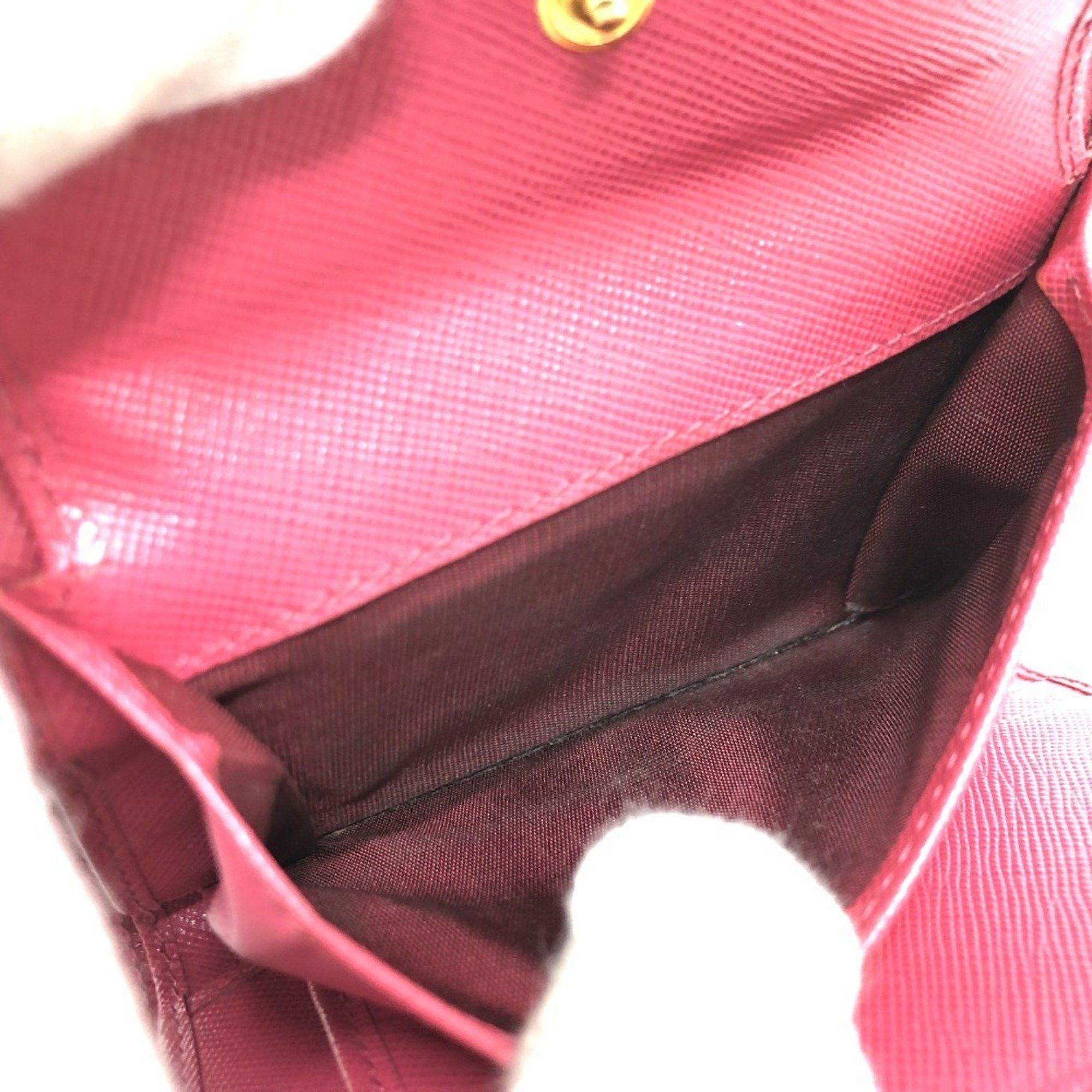 Prada PRADA 1MH840 Logo Ribbon Wallet, Compact Tri-fold Saffiano Leather, Women's PEONIA Pink Size ONE SIZE - 11 Thumbnail