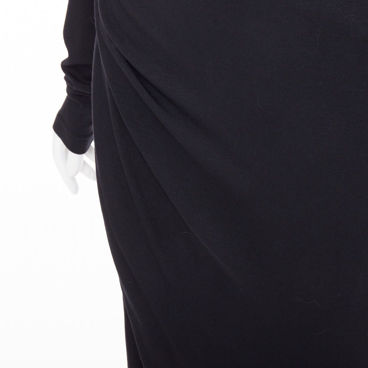 Donna Karan DONNA KARAN black jersey cold shoulder long sleeve side drape dress L Size M / US 6-8 / IT 42-44 - 7 Thumbnail