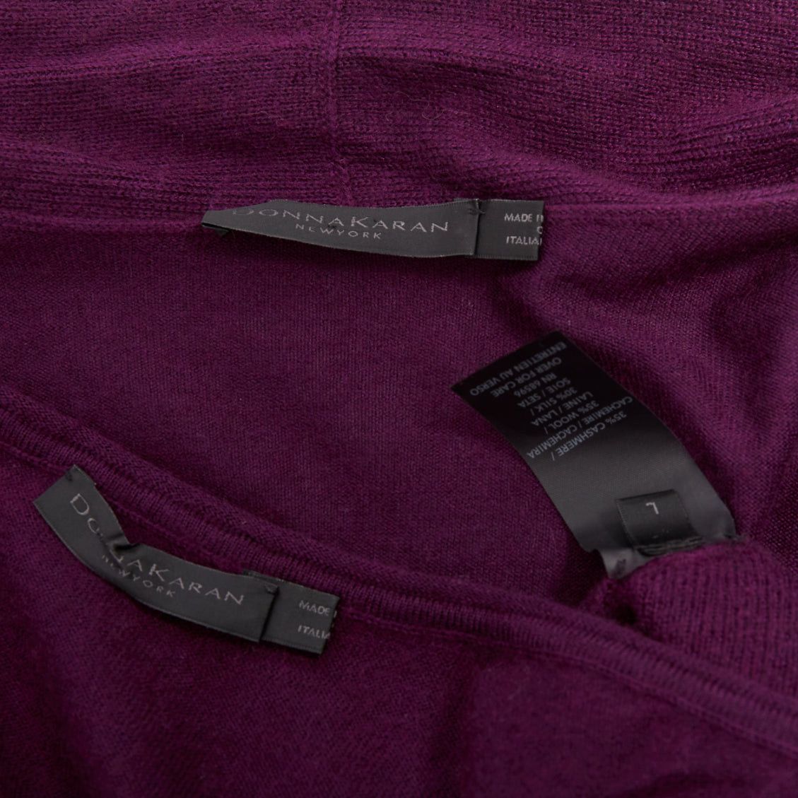 Donna Karan DONNA KARAN maroon purple cashmere wool silk sweater draped cardigan twin set L Size M / US 6-8 / IT 42-44 - 9 Thumbnail