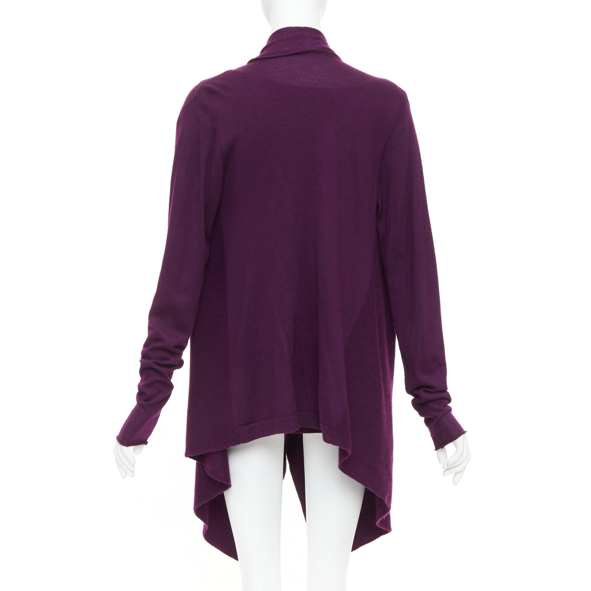 Donna Karan DONNA KARAN maroon purple cashmere wool silk sweater draped cardigan twin set L Size M / US 6-8 / IT 42-44 - 5 Thumbnail