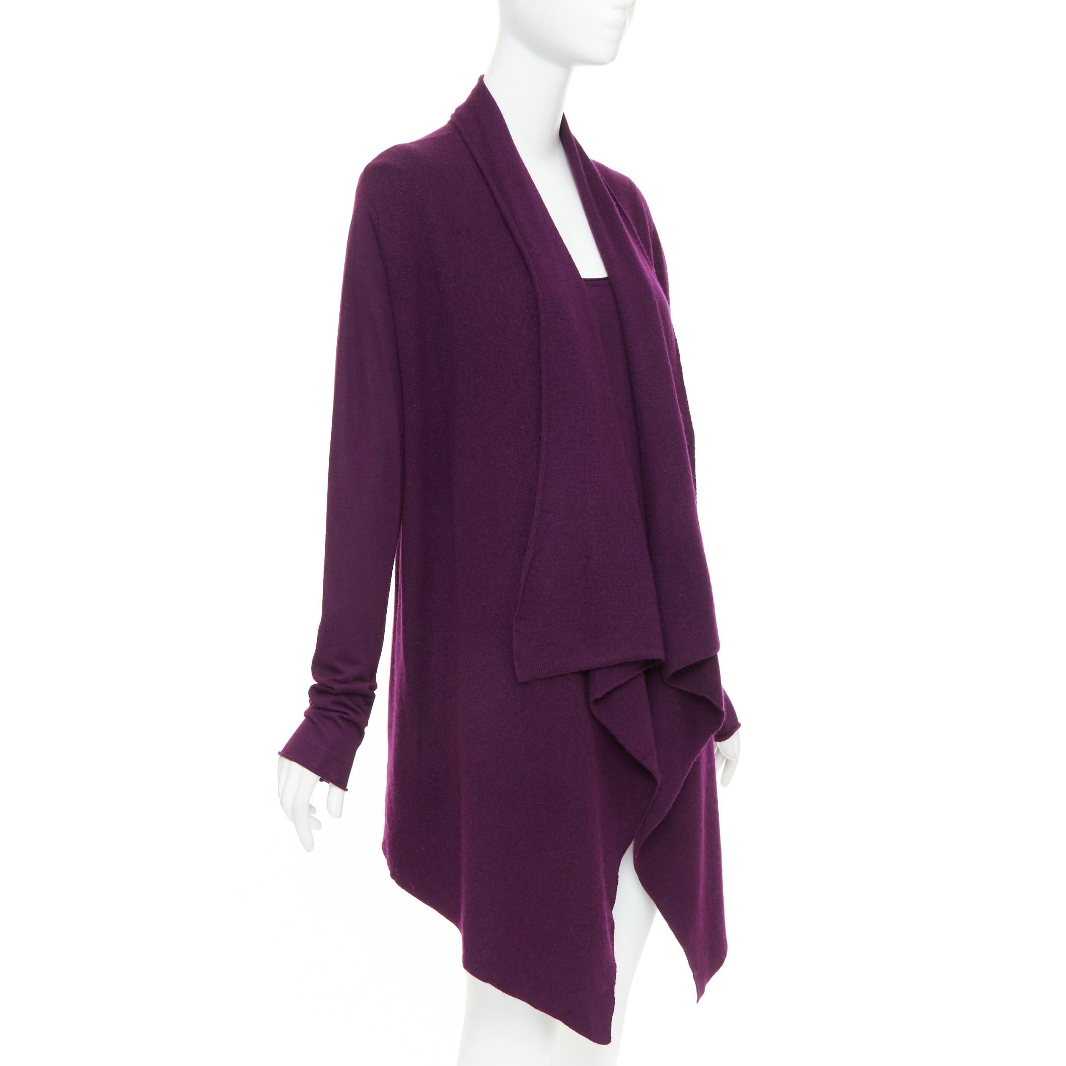 Donna Karan DONNA KARAN maroon purple cashmere wool silk sweater draped cardigan twin set L Size M / US 6-8 / IT 42-44 - 3 Thumbnail