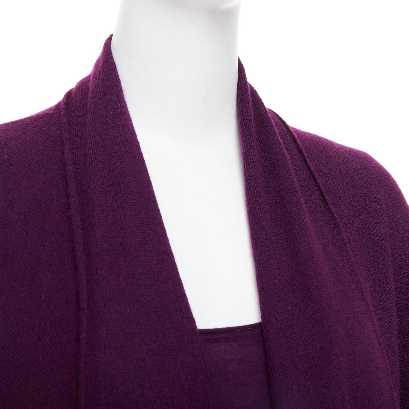 Donna Karan DONNA KARAN maroon purple cashmere wool silk sweater draped cardigan twin set L Size M / US 6-8 / IT 42-44 - 7 Thumbnail