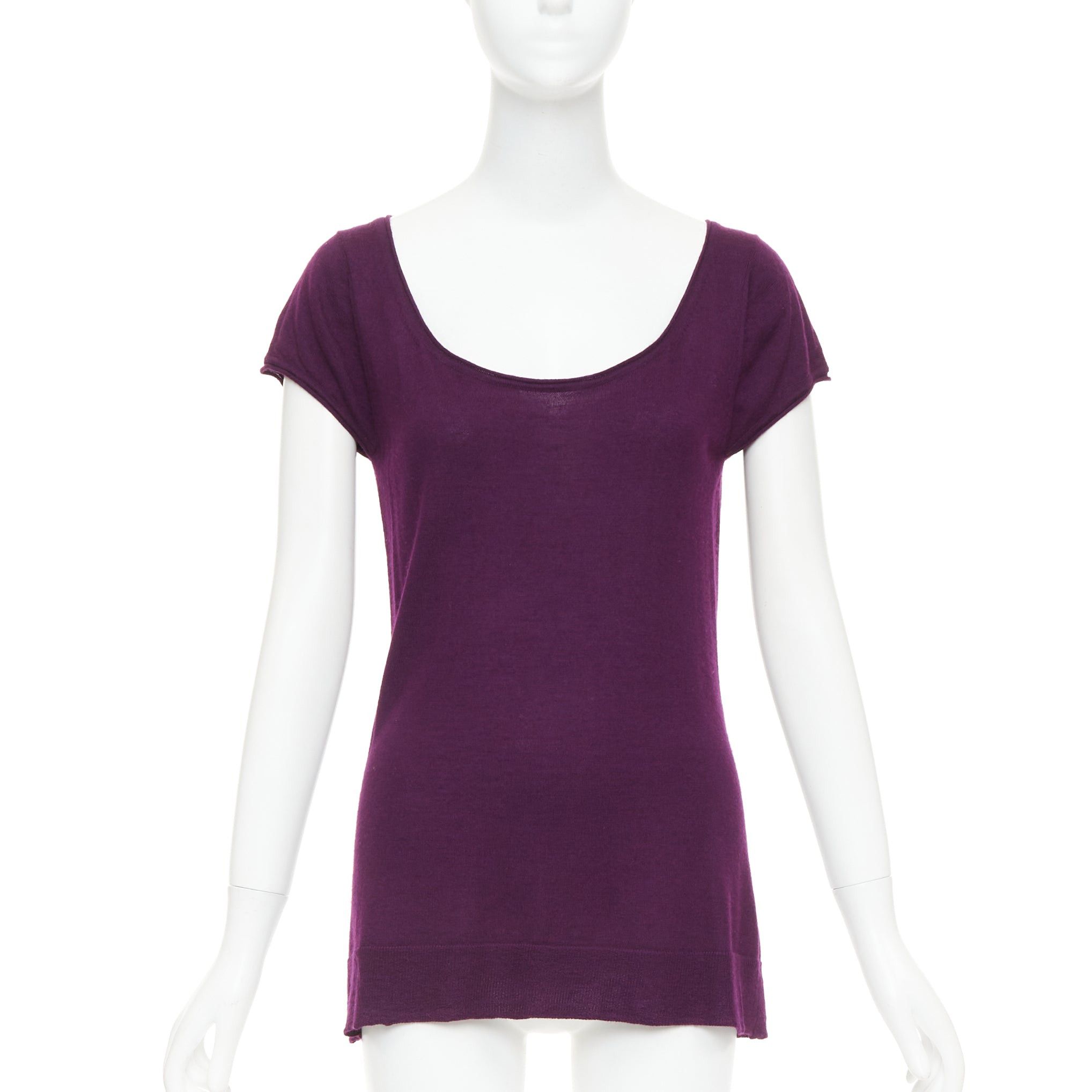 Donna Karan DONNA KARAN maroon purple cashmere wool silk sweater draped cardigan twin set L Size M / US 6-8 / IT 42-44 - 2 Thumbnail