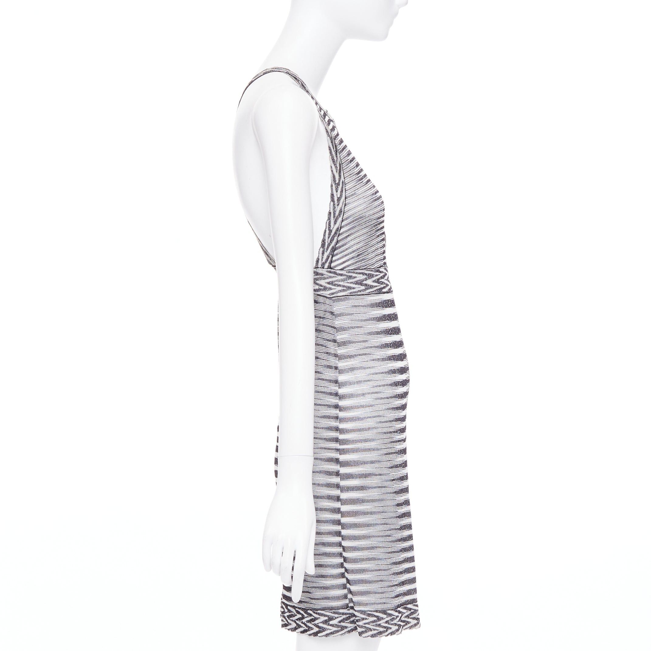 Missoni MISSONI Armonia black metallic grey striped jersey lurex knit coverup dress IT38 XS Size XS / US 0-2 / IT 36-38 - 4 Thumbnail