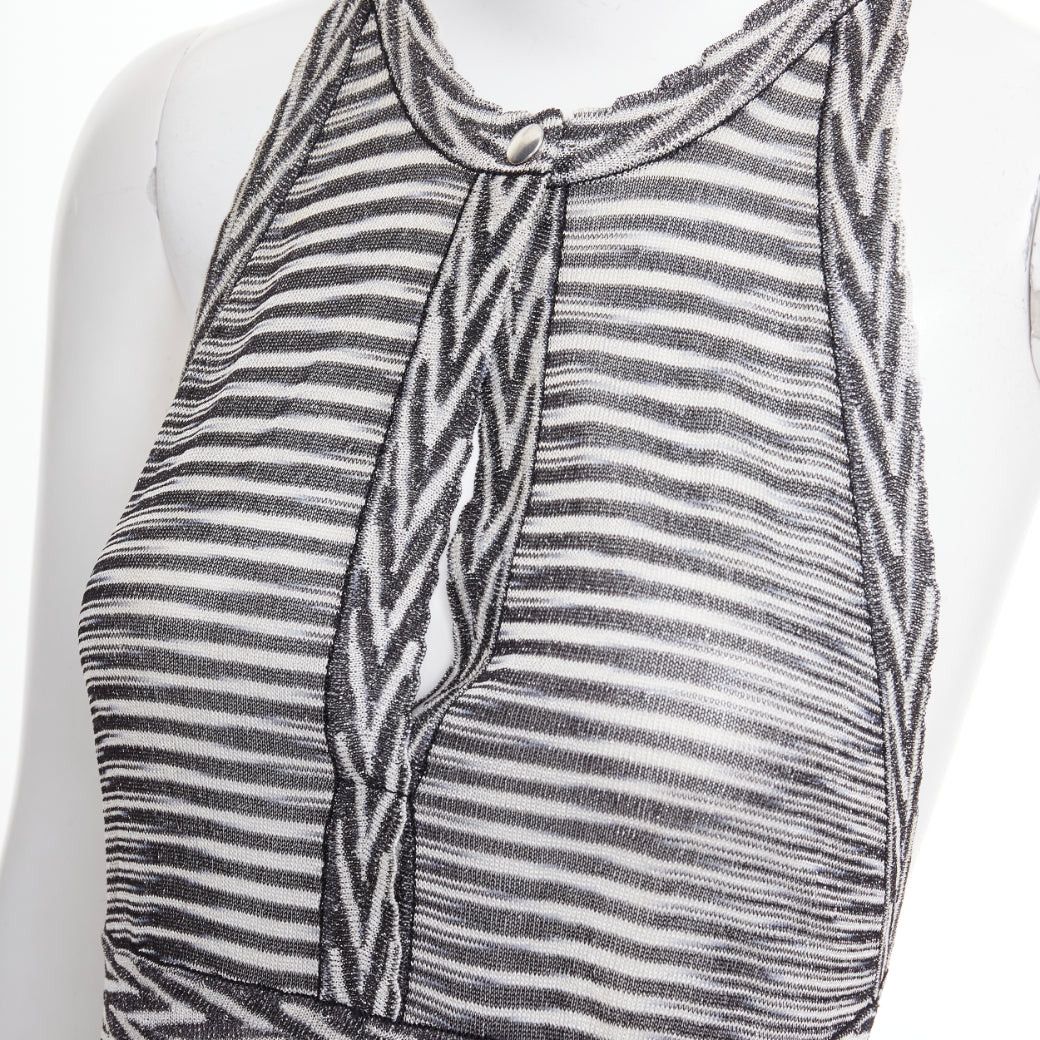 Missoni MISSONI Armonia black metallic grey striped jersey lurex knit coverup dress IT38 XS Size XS / US 0-2 / IT 36-38 - 8 Thumbnail