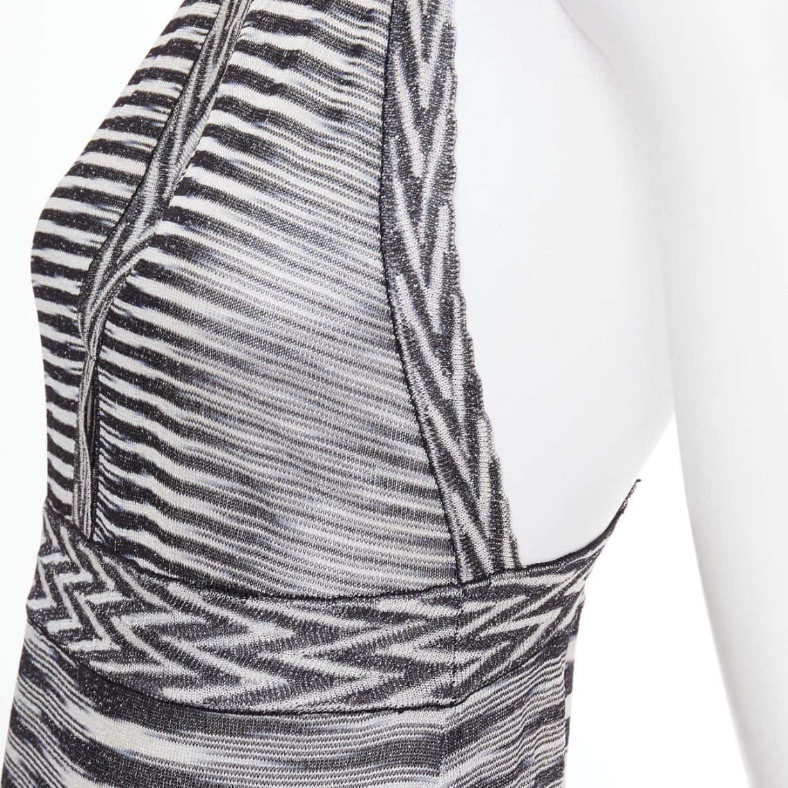 Missoni MISSONI Armonia black metallic grey striped jersey lurex knit coverup dress IT38 XS Size XS / US 0-2 / IT 36-38 - 7 Thumbnail