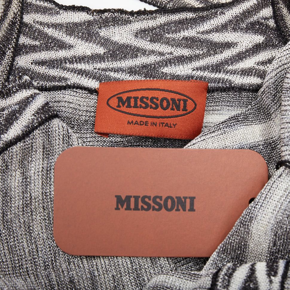 Missoni MISSONI Armonia black metallic grey striped jersey lurex knit coverup dress IT38 XS Size XS / US 0-2 / IT 36-38 - 9 Thumbnail