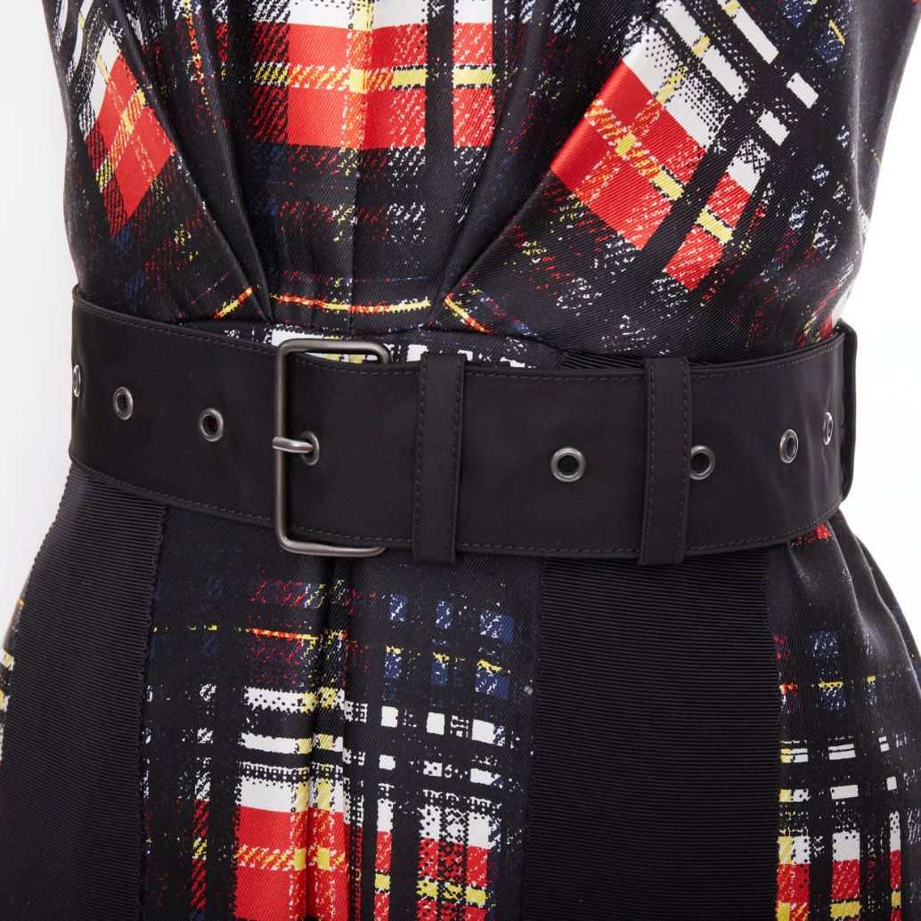 Prada PRADA 2015 Runway Vampire black red wool silk bow shoulder belted dress IT38 XS Size XS / US 0-2 / IT 36-38 - 8 Thumbnail