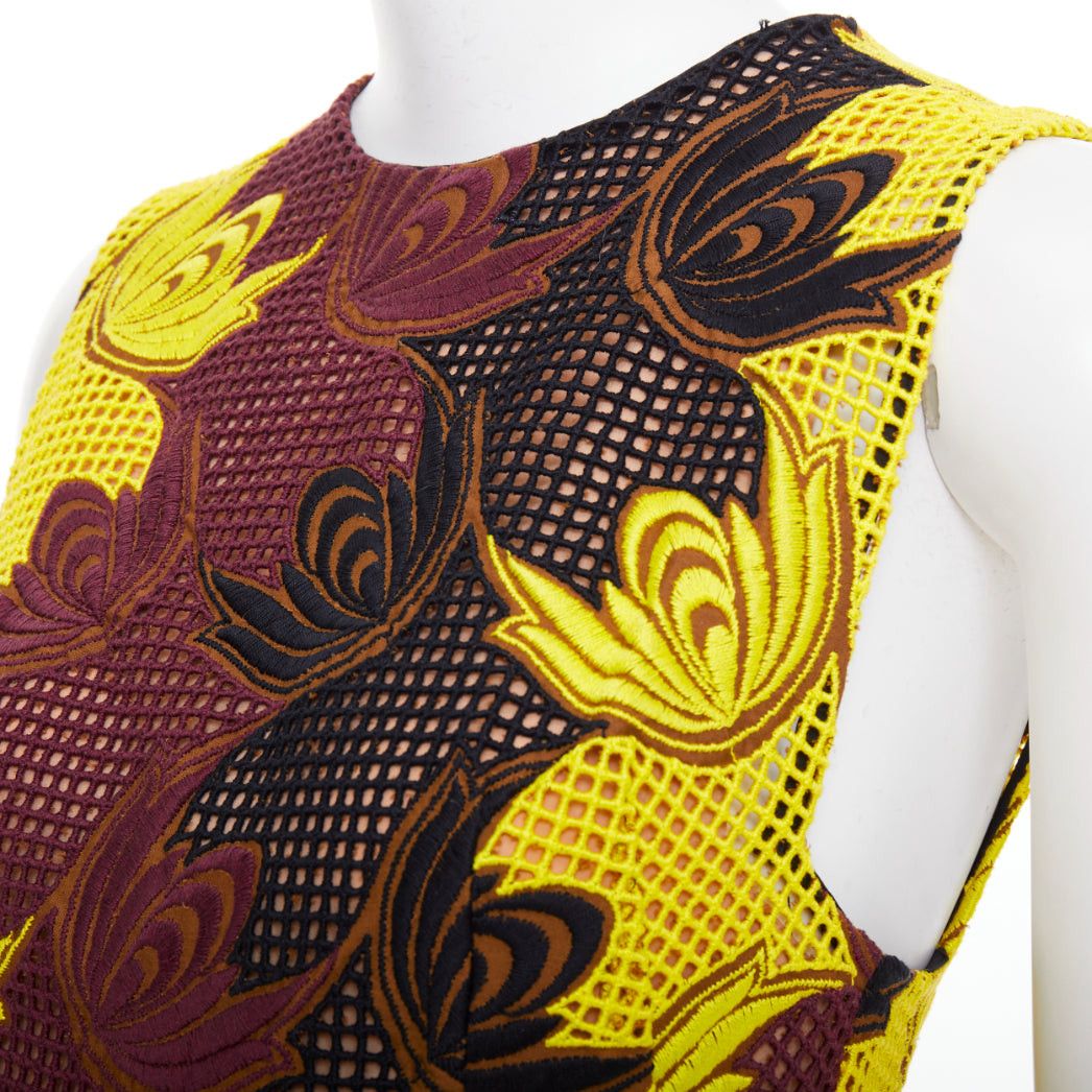 Marni MARNI 2012 Runway yellow brown acrylic silk mesh cocktail dress IT40 S Size S / US 4 / IT 40 - 2 Thumbnail