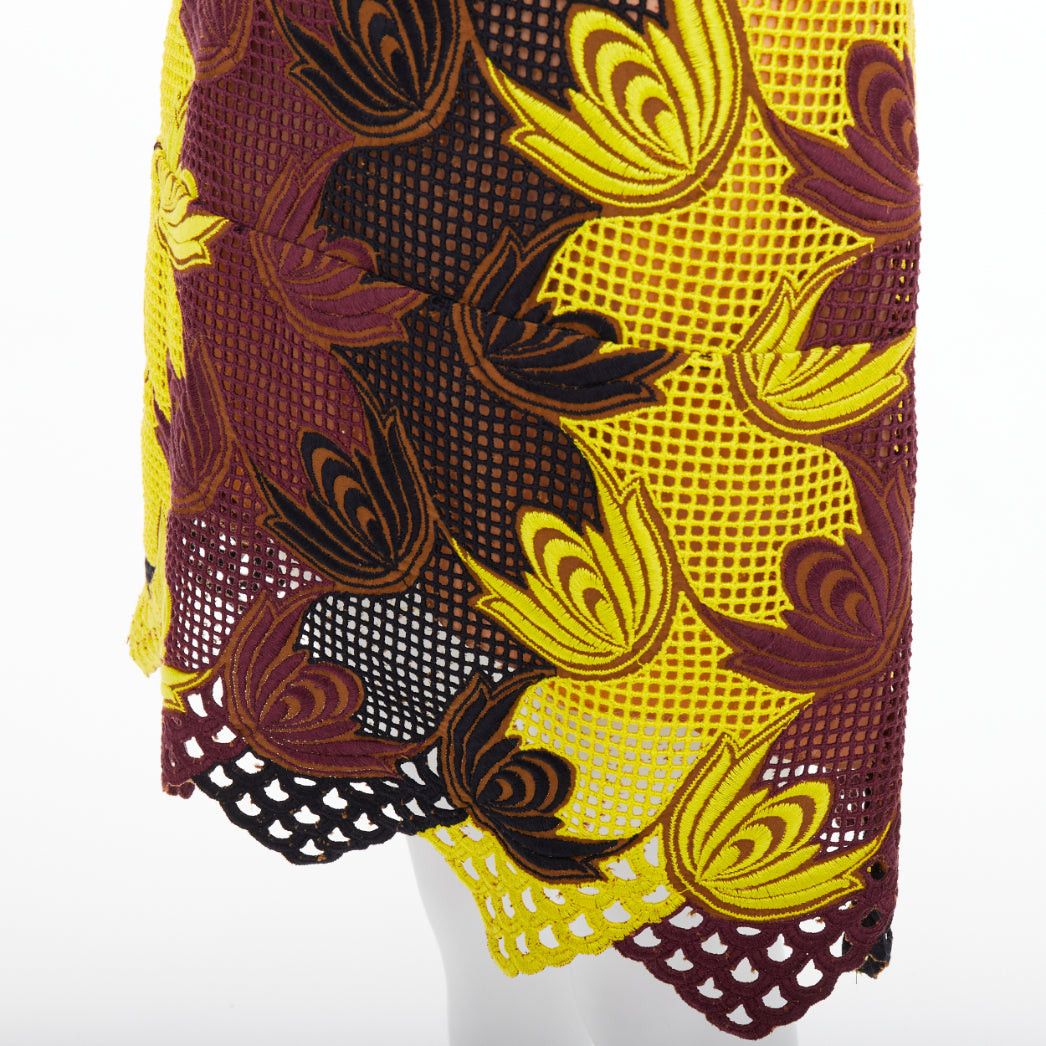 Marni MARNI 2012 Runway yellow brown acrylic silk mesh cocktail dress IT40 S Size S / US 4 / IT 40 - 7 Thumbnail
