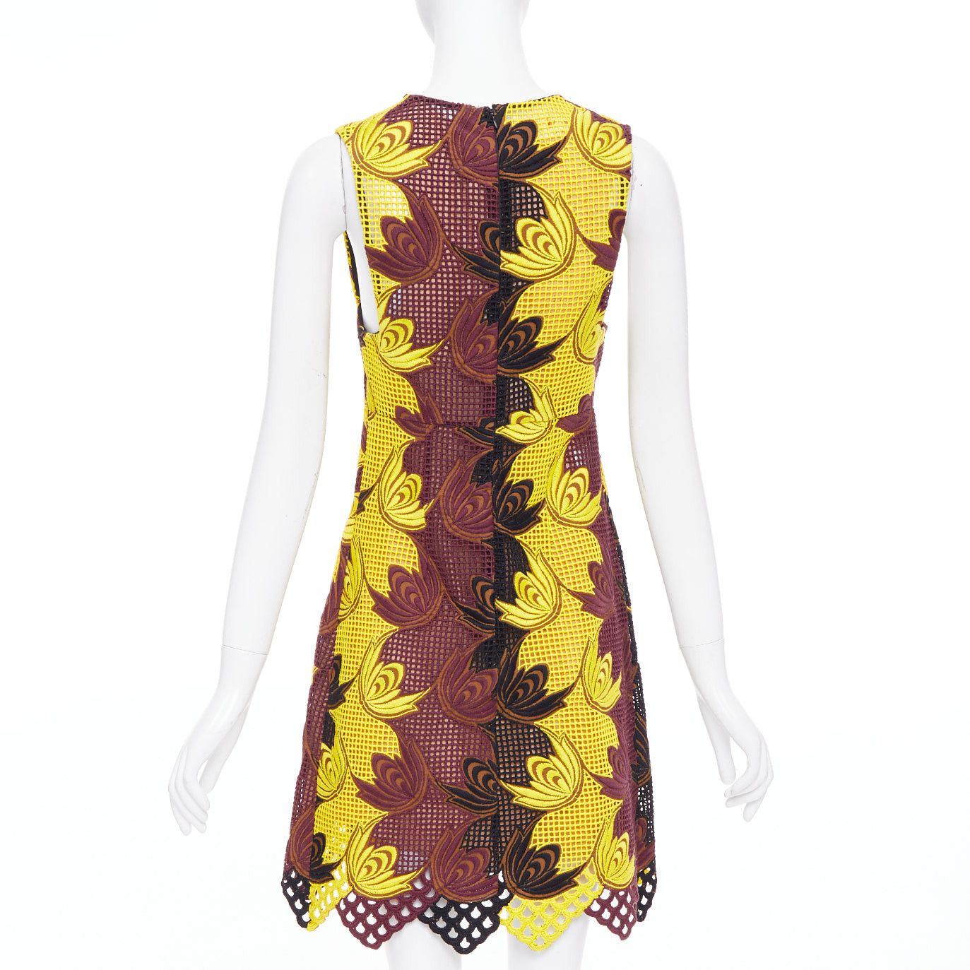 Marni MARNI 2012 Runway yellow brown acrylic silk mesh cocktail dress IT40 S Size S / US 4 / IT 40 - 5 Thumbnail
