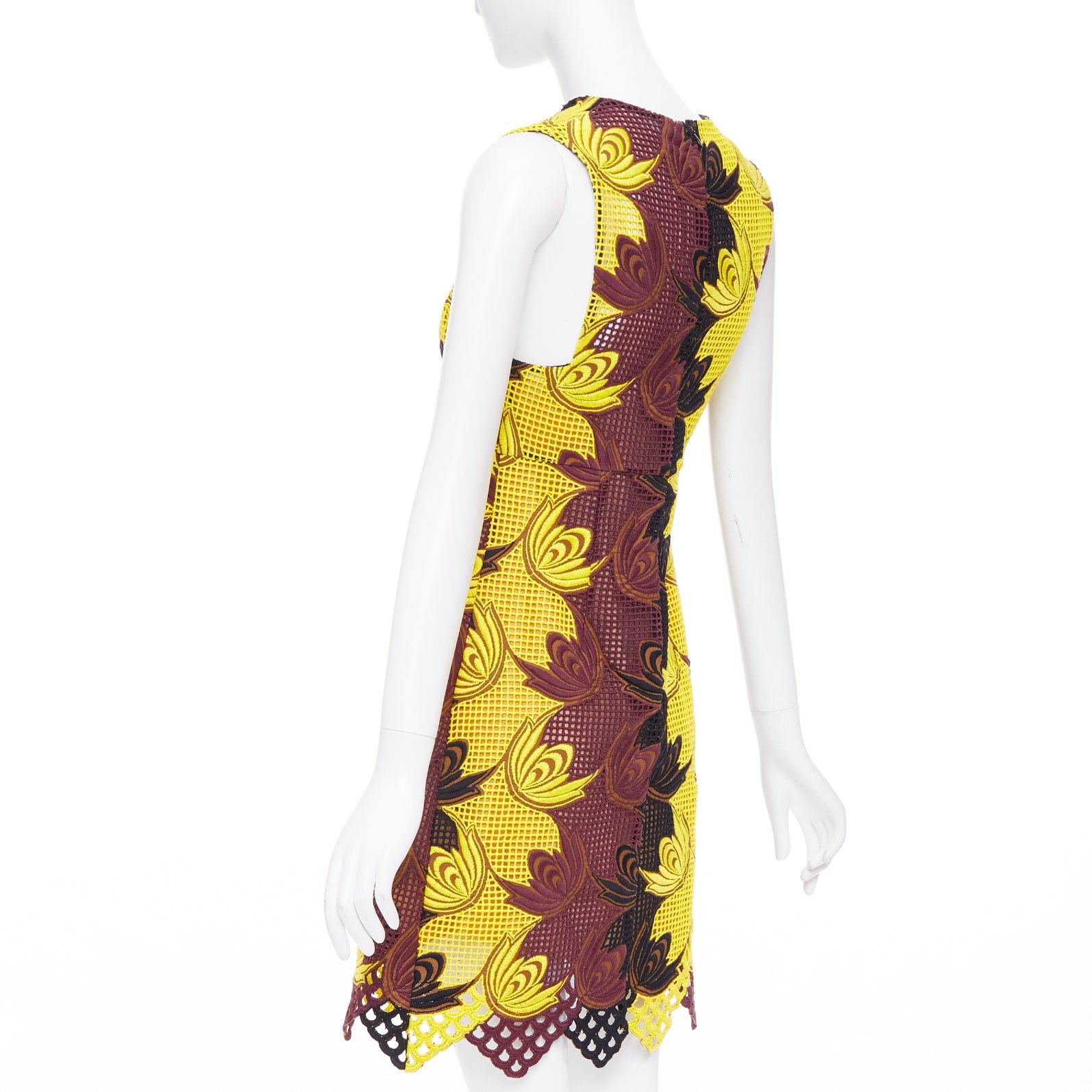 Marni MARNI 2012 Runway yellow brown acrylic silk mesh cocktail dress IT40 S Size S / US 4 / IT 40 - 6 Thumbnail