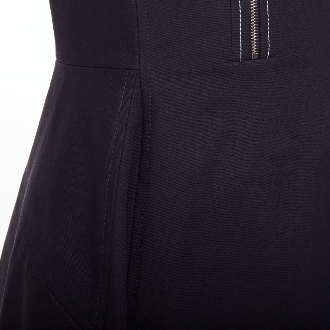 Dior CHRISTIAN DIOR blue black cotton half zip A-line silk lined dress FR34 XS Elle Fanning Size XS / US 0-2 / IT 36-38 - 7 Thumbnail
