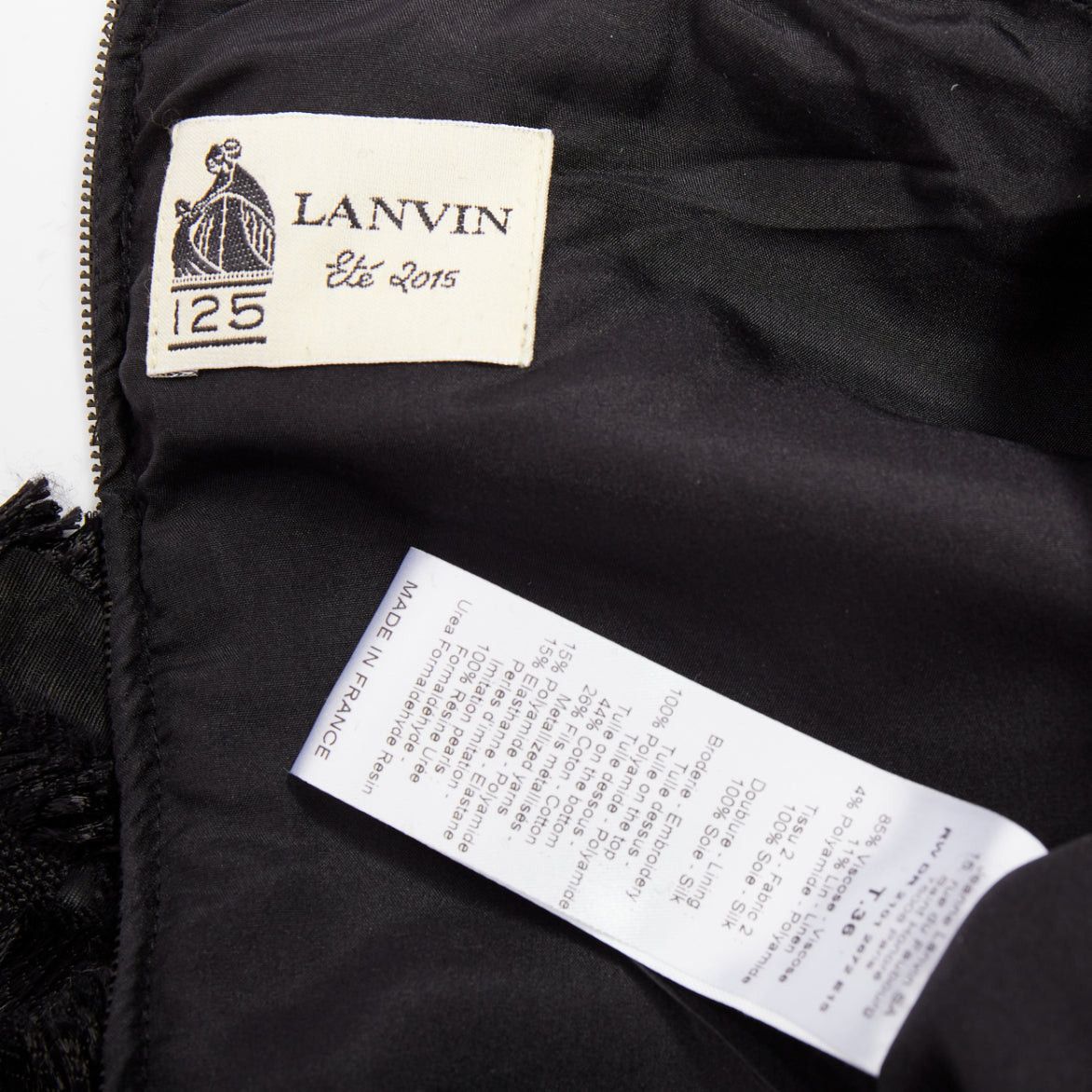 Lanvin LANVIN 2015 black pearl mesh embellished eyelash fringe silk lined dress FR36 S Size S / US 4 / IT 40 - 8 Thumbnail