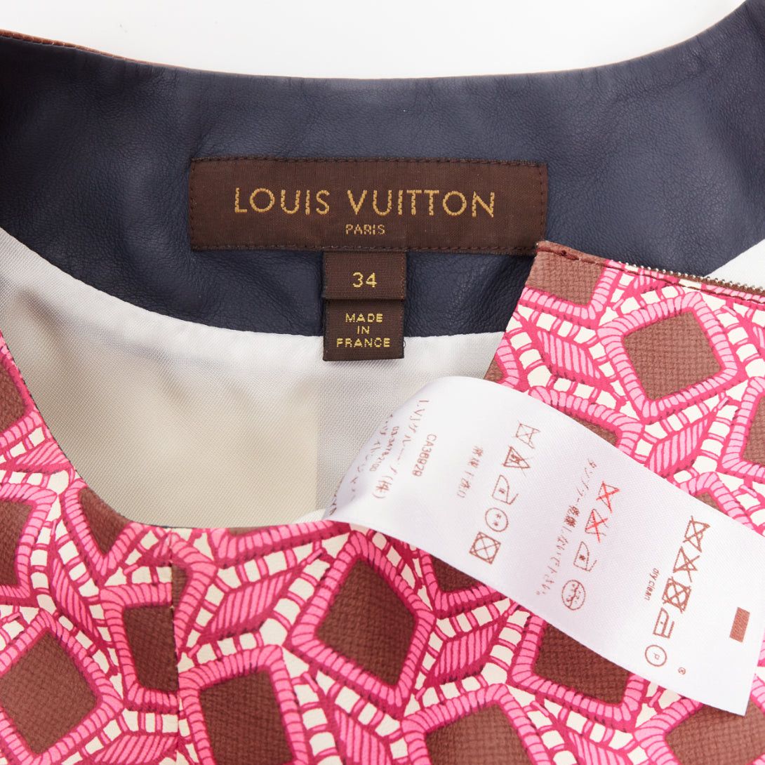 Louis Vuitton rare LOUIS VUITTON leather pink enlarged lattice lace print boxy top FR34 XS Size XS / US 0-2 / IT 36-38 - 8 Thumbnail