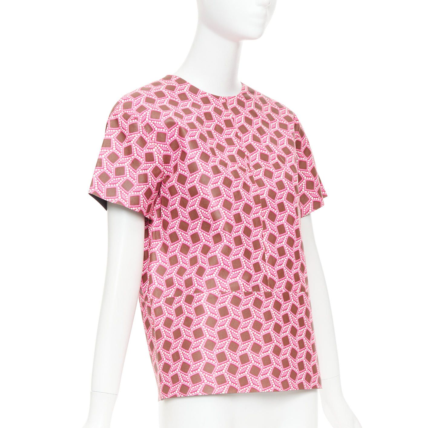 Louis Vuitton rare LOUIS VUITTON leather pink enlarged lattice lace print boxy top FR34 XS Size XS / US 0-2 / IT 36-38 - 3 Thumbnail