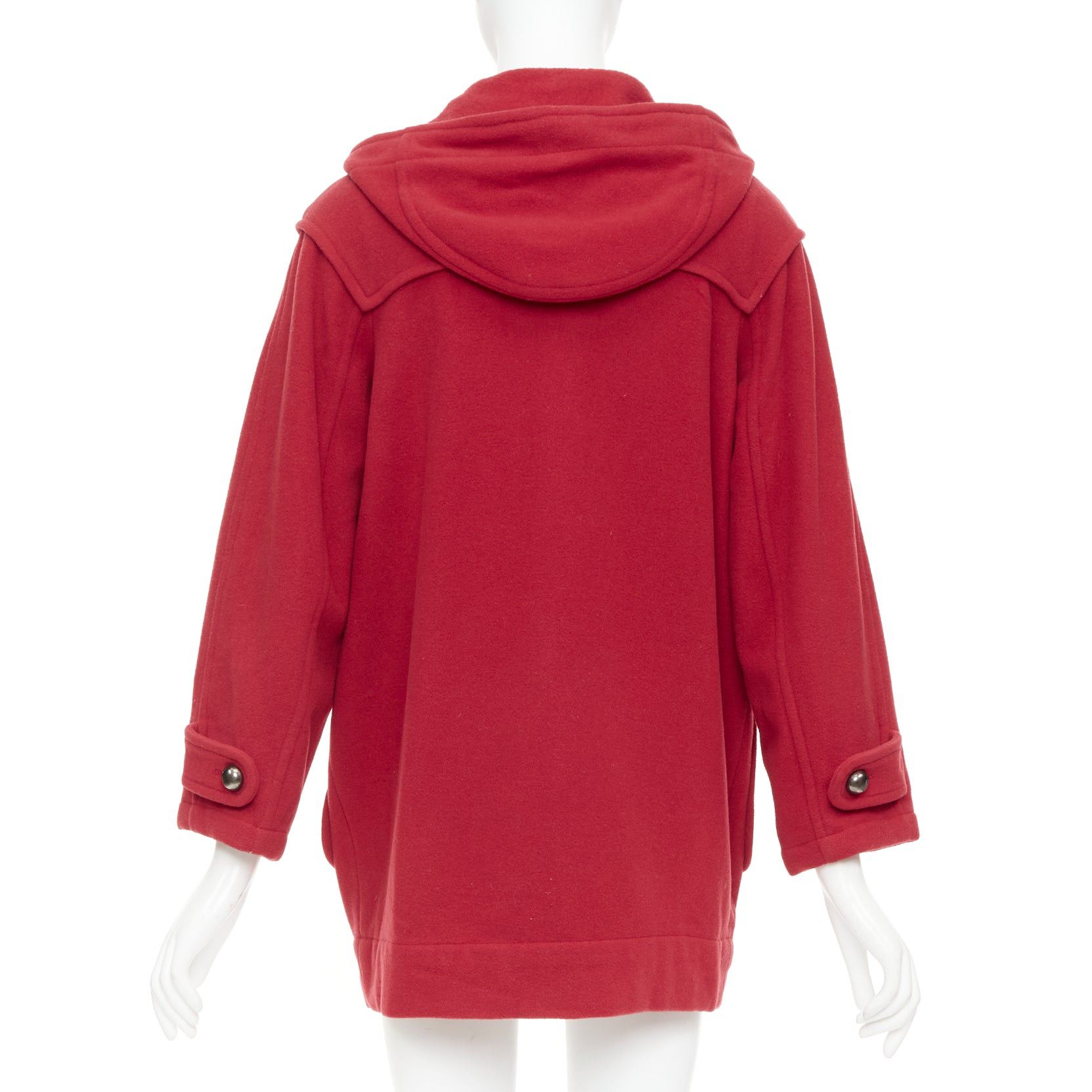 Lanvin LANVIN EN BLEU red wool blend black brown toggle leather pea coat FR36 S Size S / US 4 / IT 40 - 6 Thumbnail