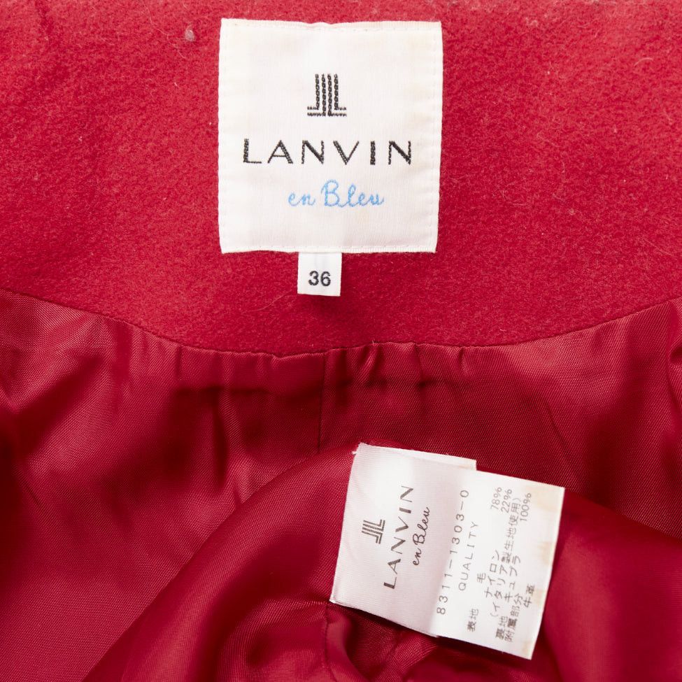 Lanvin LANVIN EN BLEU red wool blend black brown toggle leather pea coat FR36 S Size S / US 4 / IT 40 - 11 Thumbnail