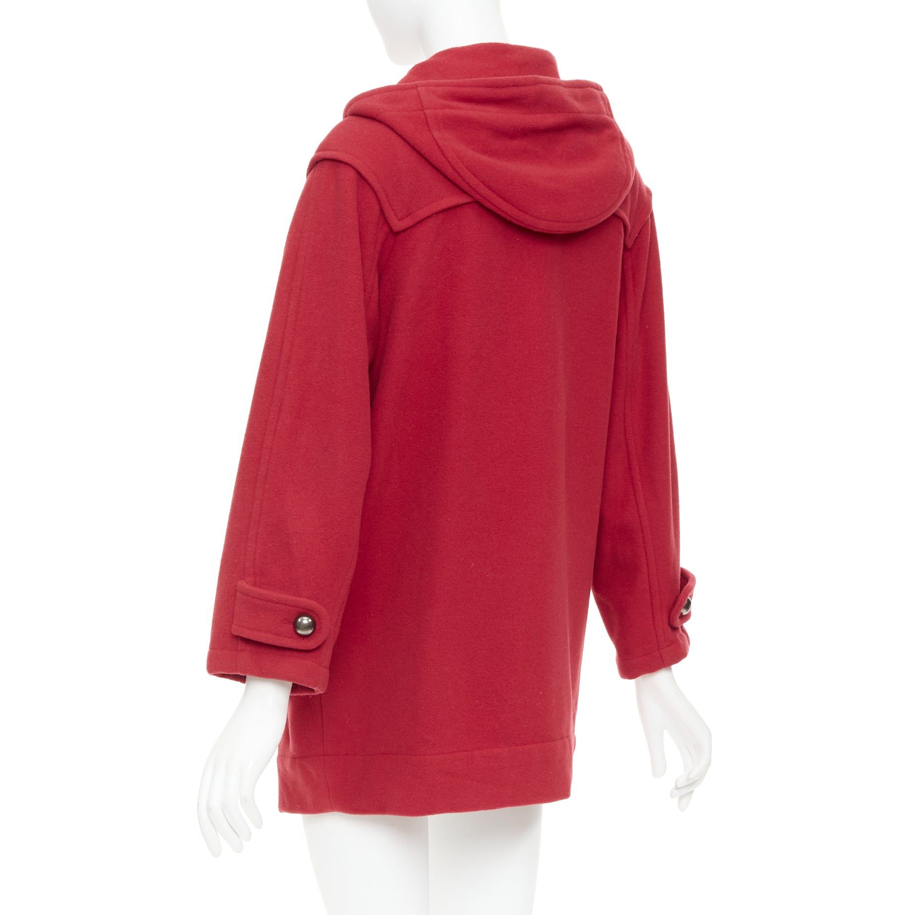Lanvin LANVIN EN BLEU red wool blend black brown toggle leather pea coat FR36 S Size S / US 4 / IT 40 - 7 Thumbnail