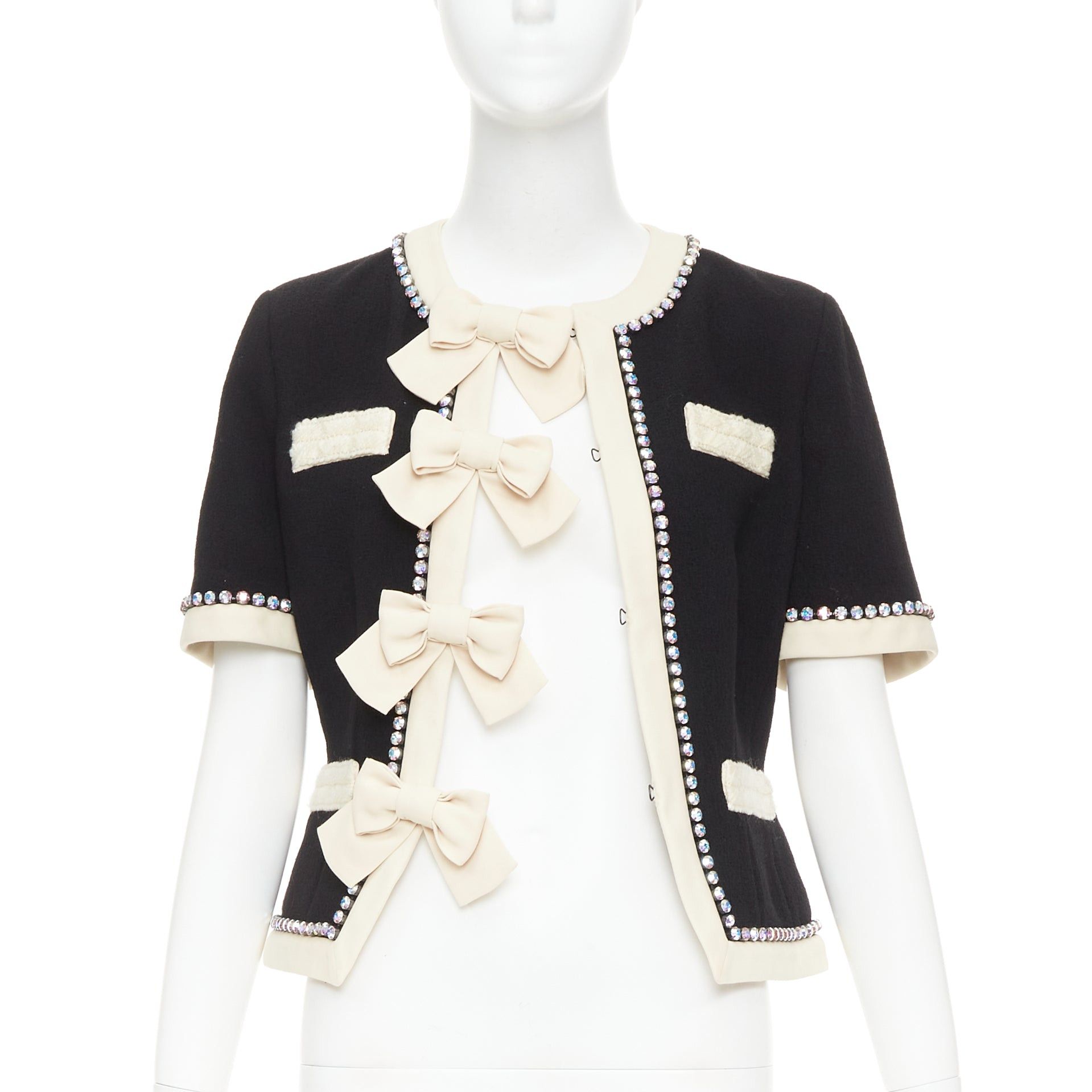 Gucci GUCCI 2017 Runway black tailleur crystal bow swarovski embellished wool jacket IT40 S Size S / US 4 / IT 40 - 3 Thumbnail