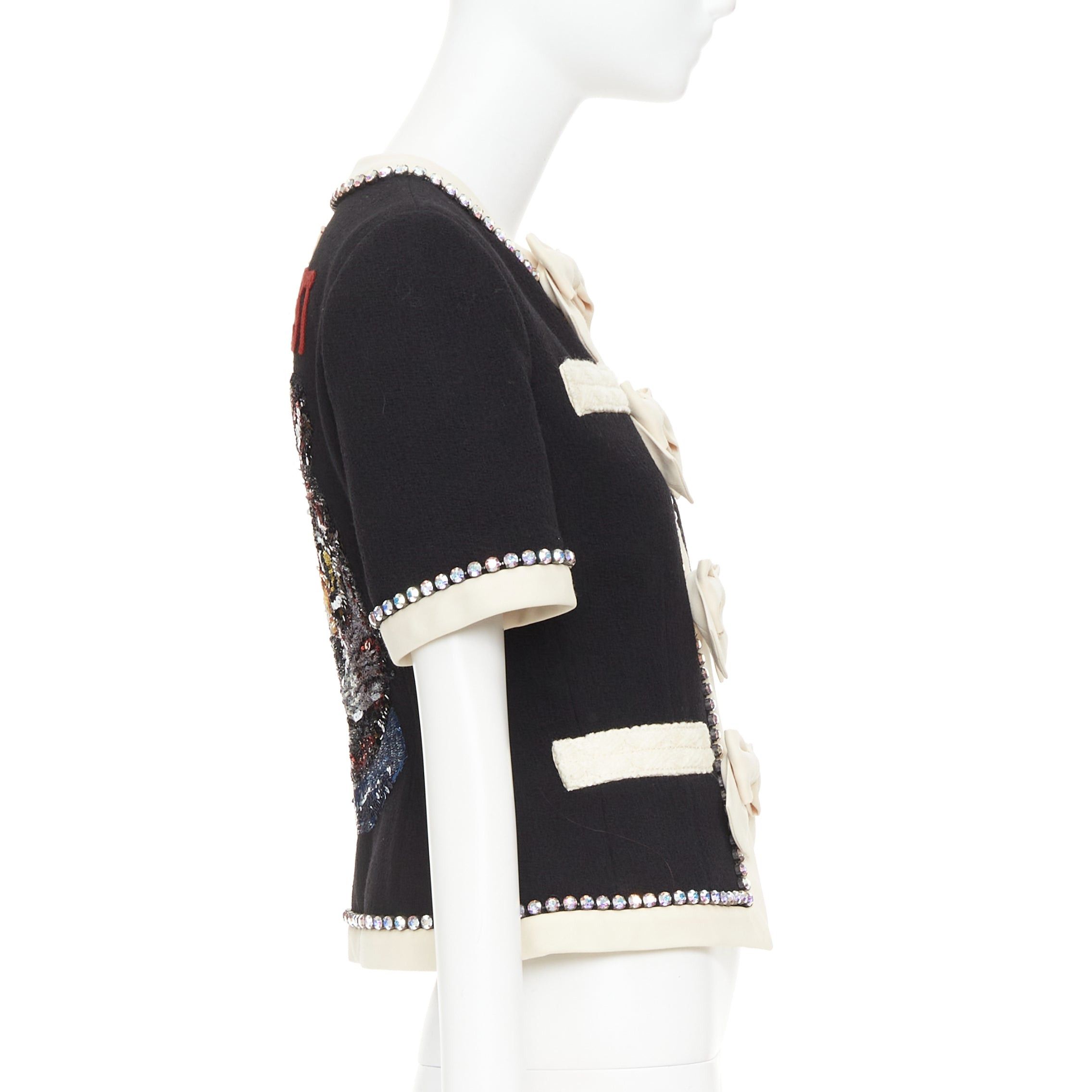 Gucci GUCCI 2017 Runway black tailleur crystal bow swarovski embellished wool jacket IT40 S Size S / US 4 / IT 40 - 5 Thumbnail