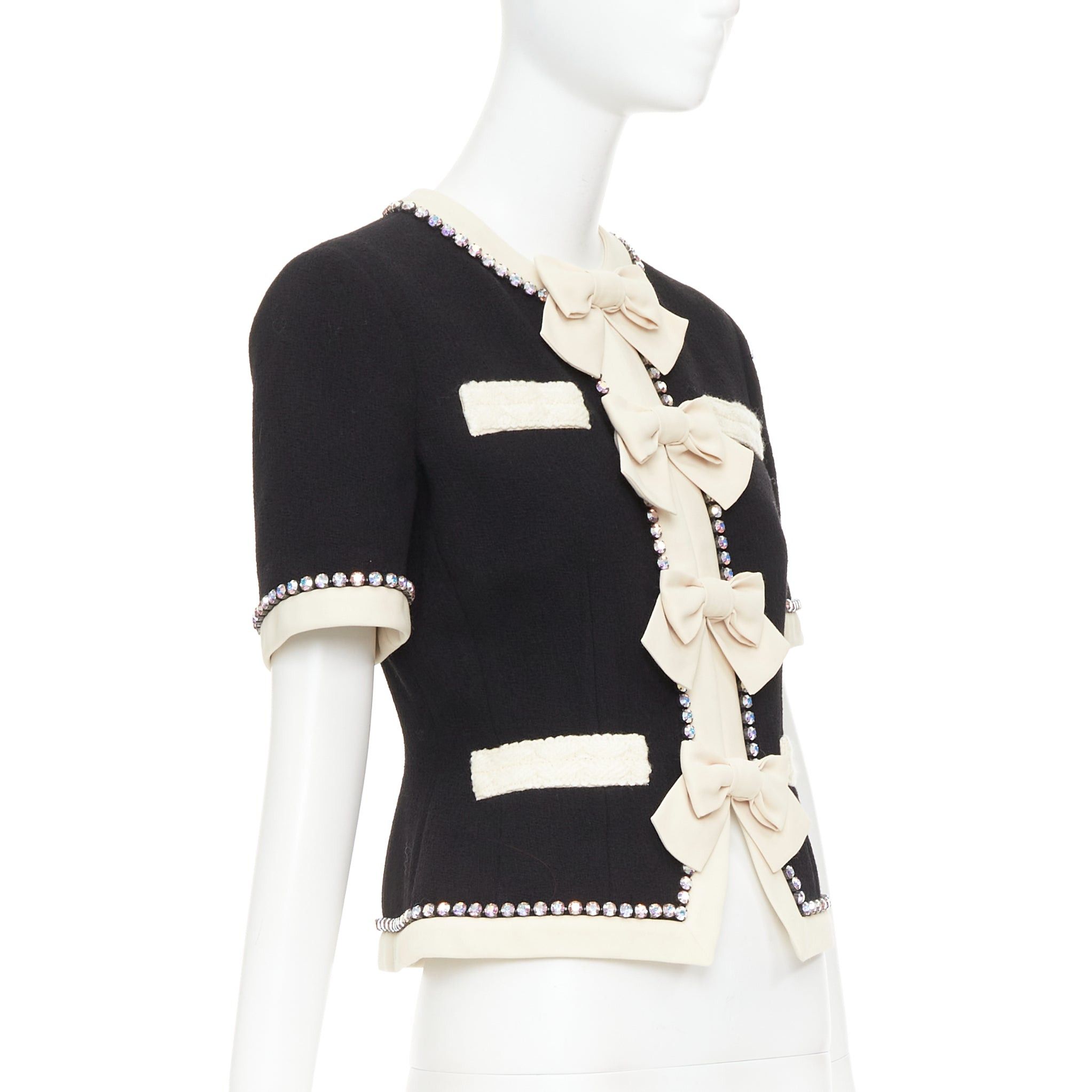 Gucci GUCCI 2017 Runway black tailleur crystal bow swarovski embellished wool jacket IT40 S Size S / US 4 / IT 40 - 4 Thumbnail