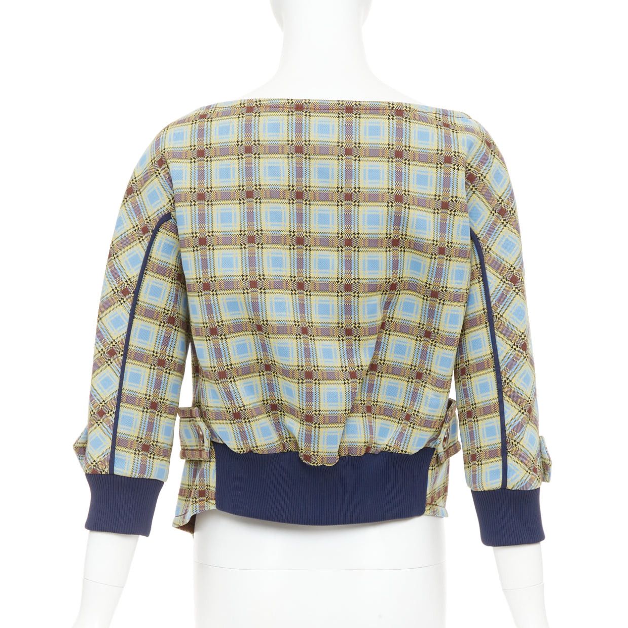 Prada PRADA 2017 Runway blue green check patch drape collar jacket IT38 XS Size XS / US 0-2 / IT 36-38 - 5 Thumbnail
