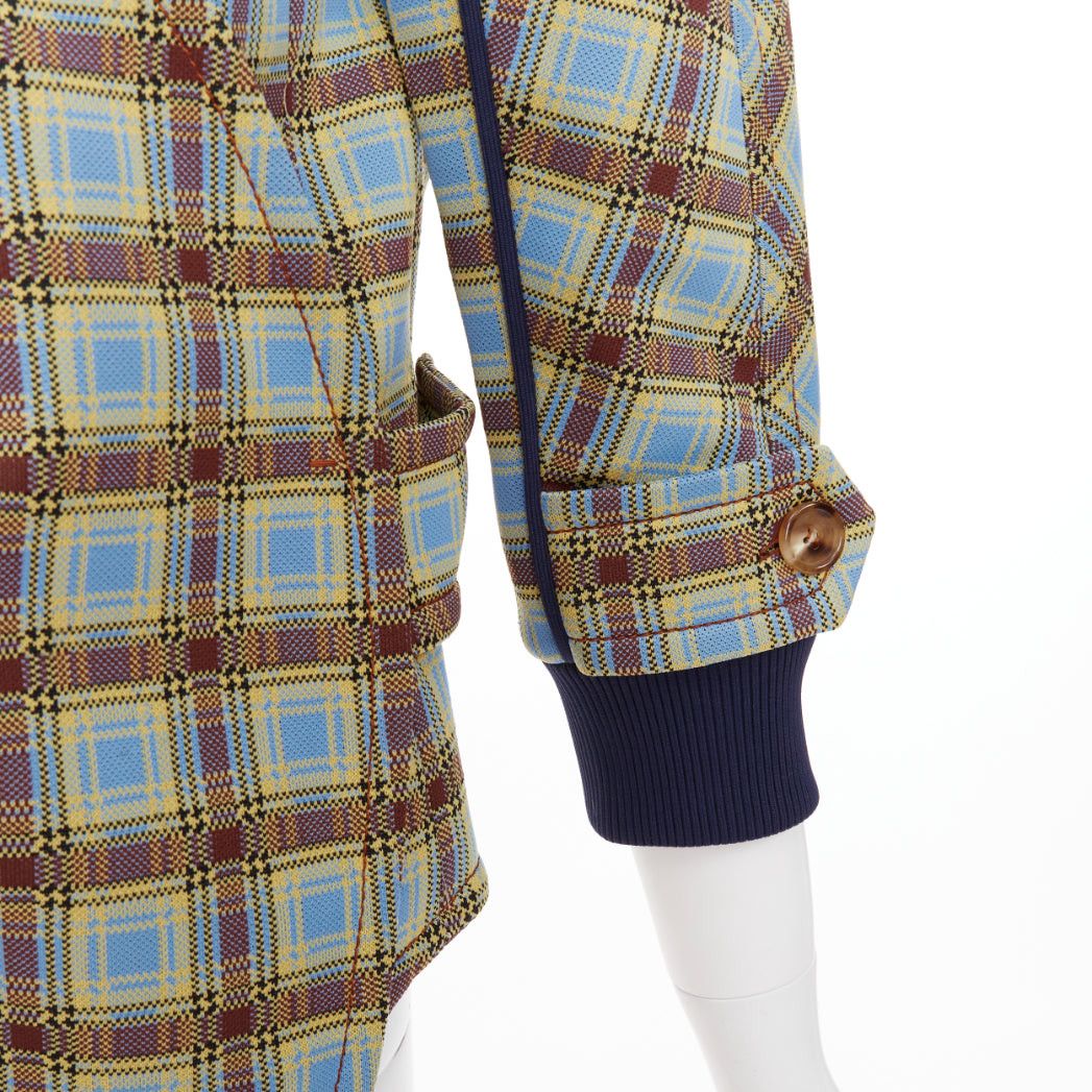 Prada PRADA 2017 Runway blue green check patch drape collar jacket IT38 XS Size XS / US 0-2 / IT 36-38 - 7 Thumbnail