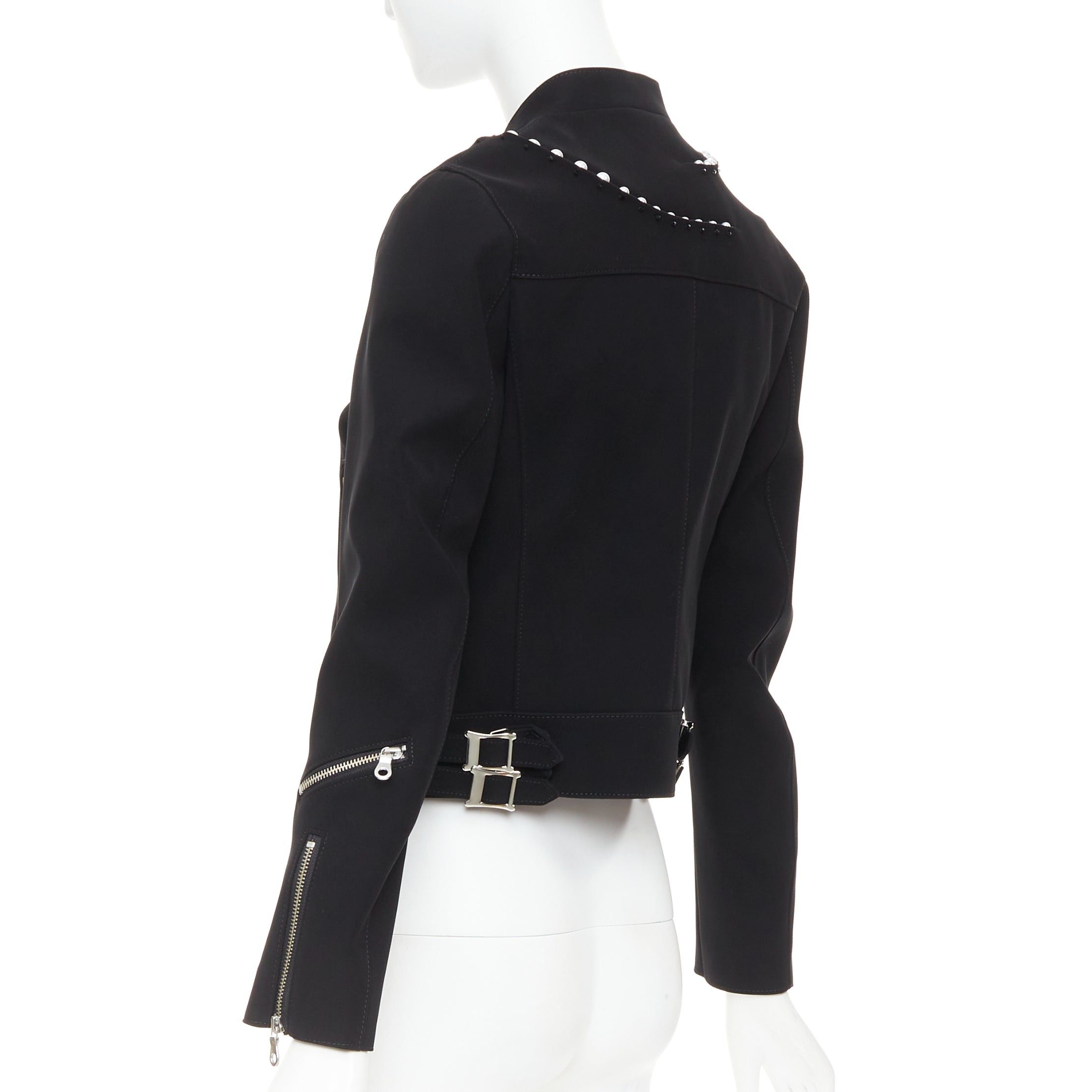 Noir Kei Ninomiya NOIR KEI NINOMIYA 2015 matte black beaded pearl biker jacket S Size S / US 4 / IT 40 - 7 Thumbnail