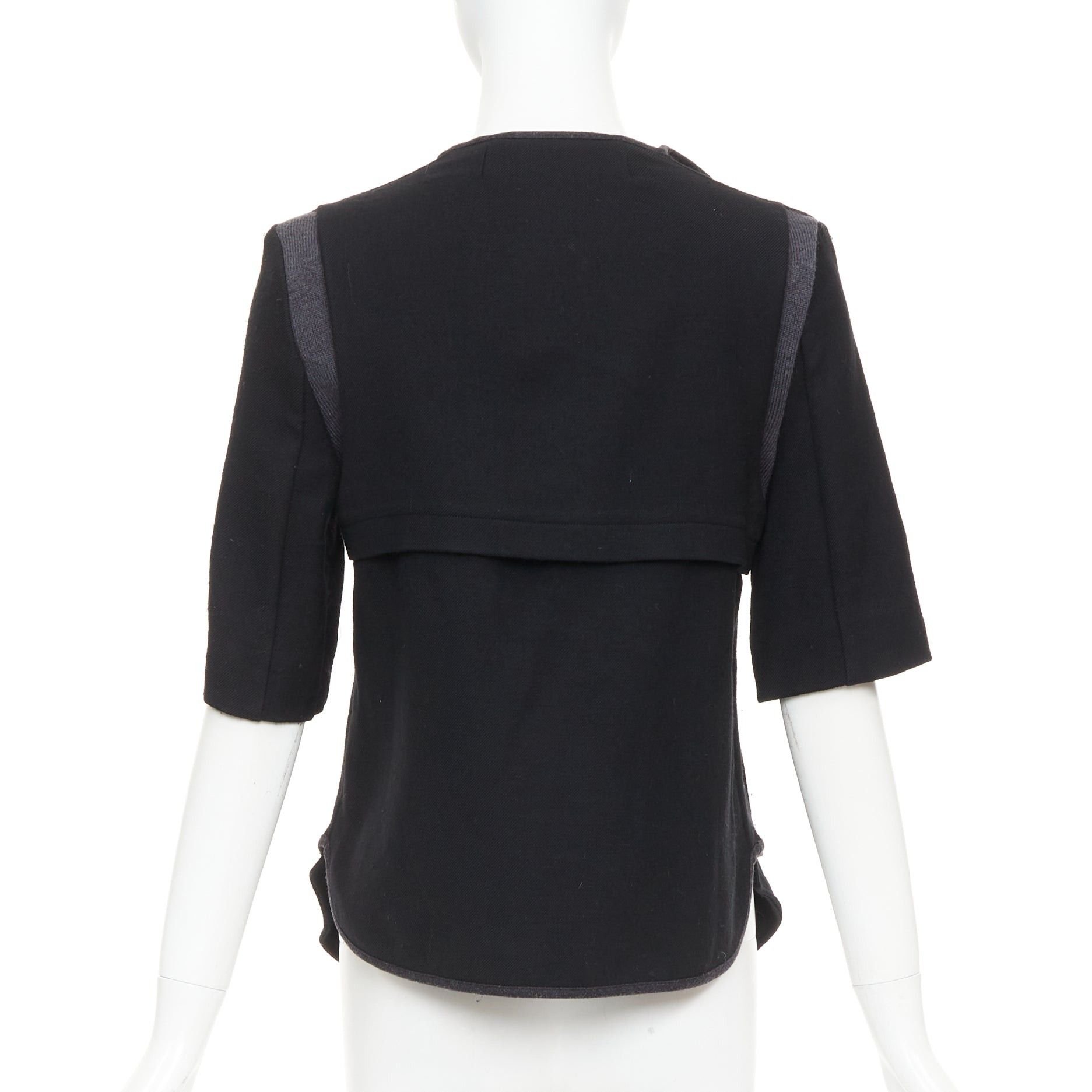 Marni MARNI 2010 black 100% virgin wool twill trimmed collar fitted jacket IT38 XS Size XS / US 0-2 / IT 36-38 - 6 Thumbnail