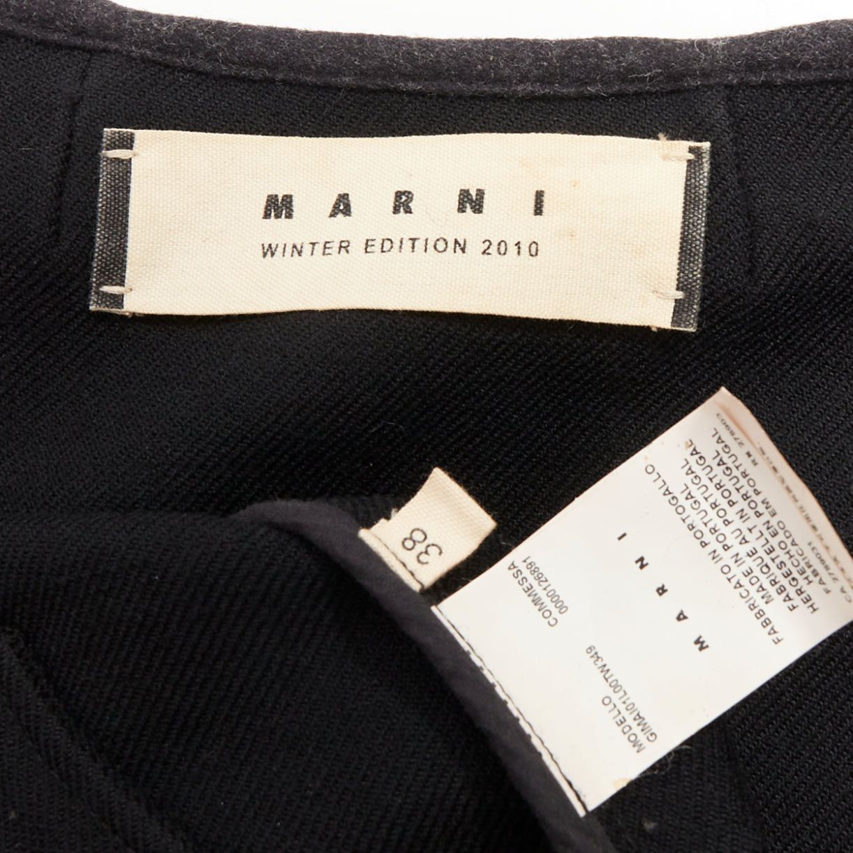 Marni MARNI 2010 black 100% virgin wool twill trimmed collar fitted jacket IT38 XS Size XS / US 0-2 / IT 36-38 - 9 Thumbnail