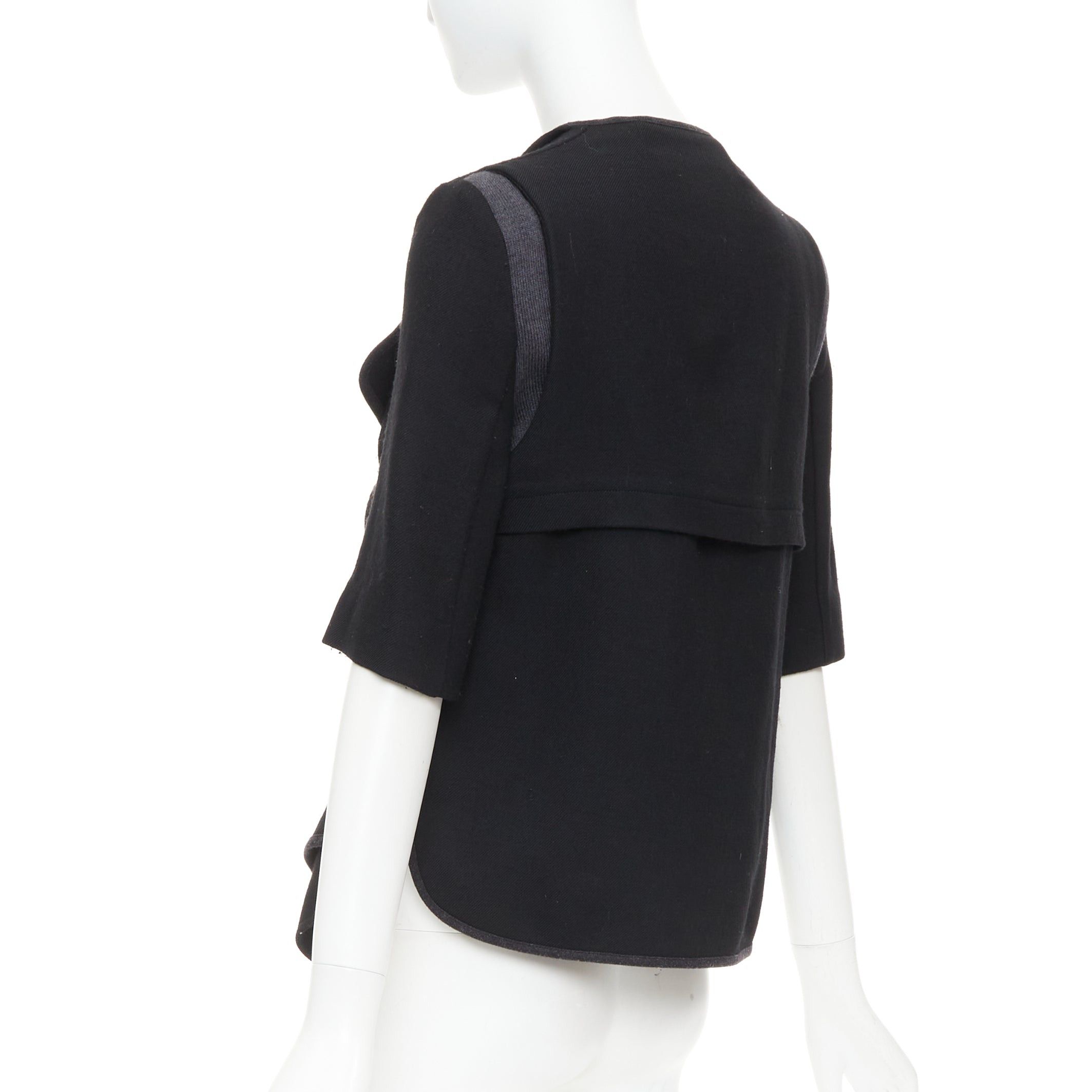 Marni MARNI 2010 black 100% virgin wool twill trimmed collar fitted jacket IT38 XS Size XS / US 0-2 / IT 36-38 - 7 Thumbnail