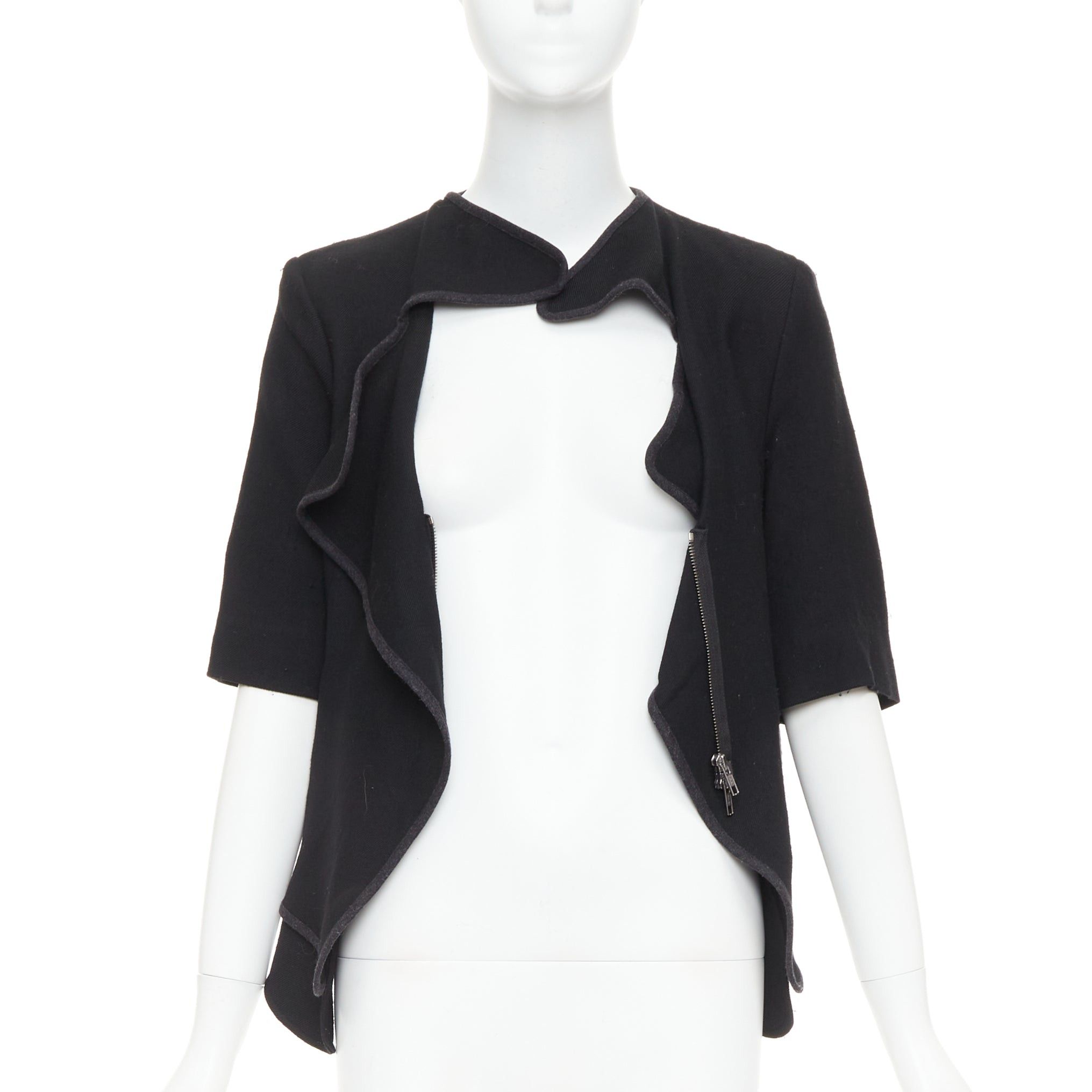 Marni MARNI 2010 black 100% virgin wool twill trimmed collar fitted jacket IT38 XS Size XS / US 0-2 / IT 36-38 - 3 Thumbnail