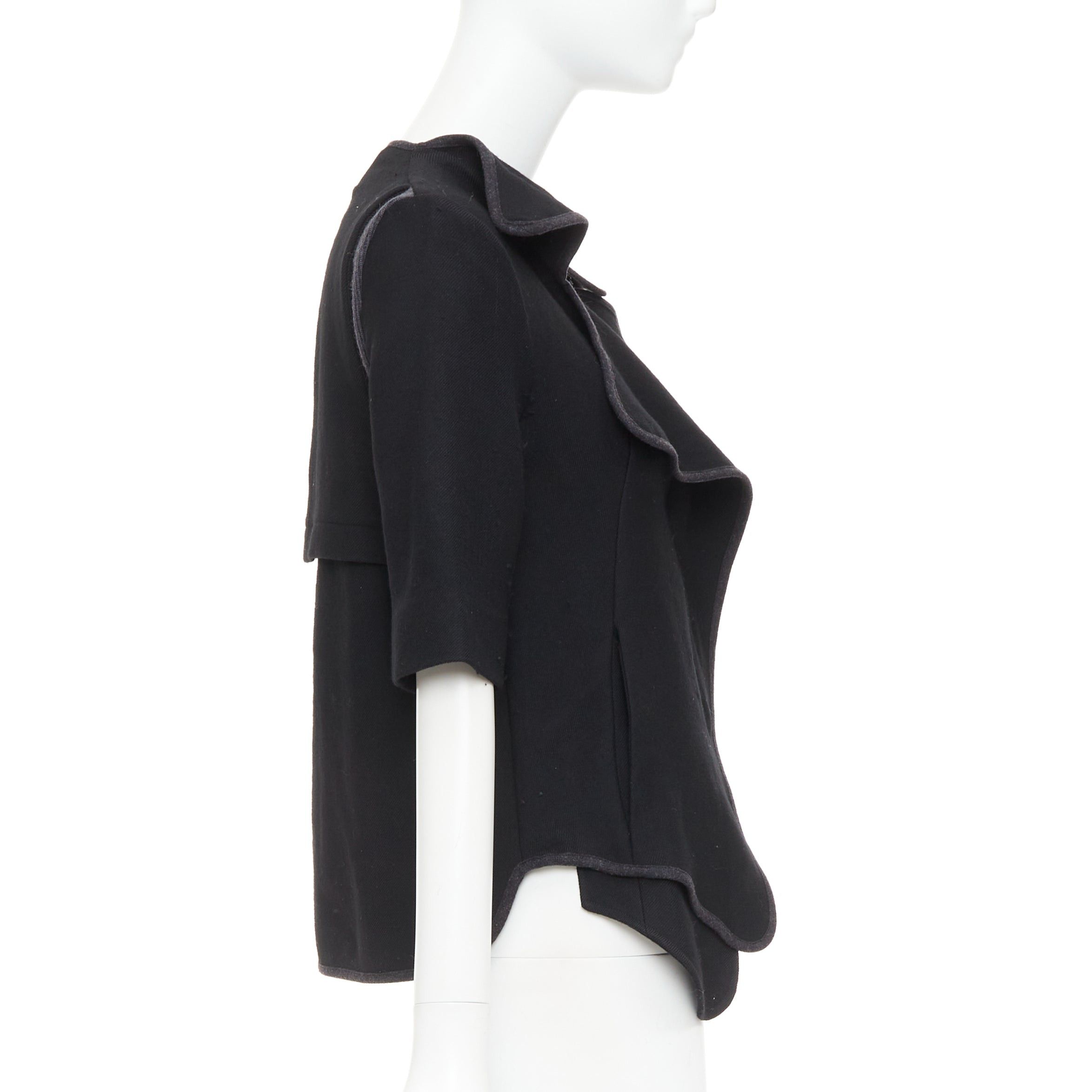 Marni MARNI 2010 black 100% virgin wool twill trimmed collar fitted jacket IT38 XS Size XS / US 0-2 / IT 36-38 - 5 Thumbnail