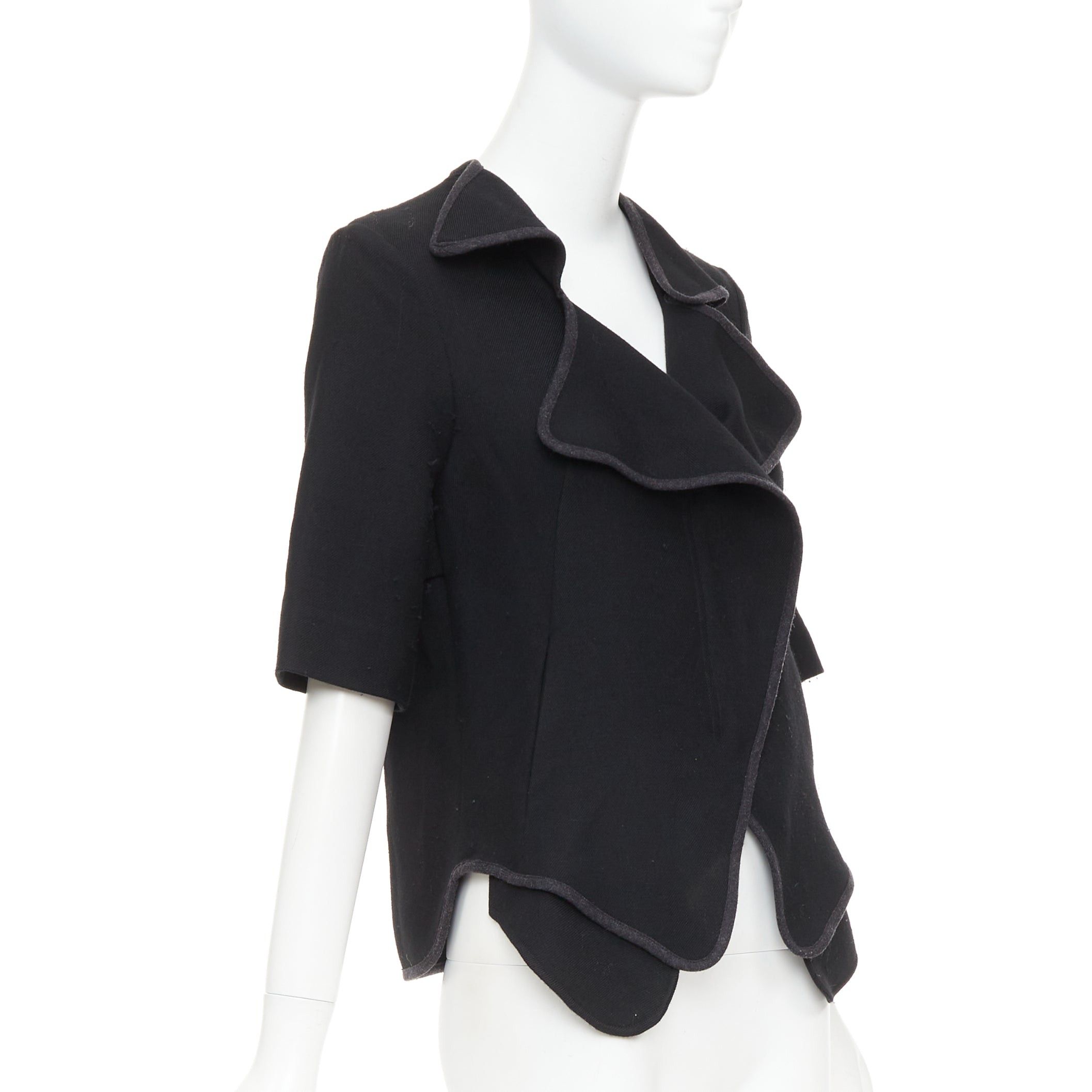 Marni MARNI 2010 black 100% virgin wool twill trimmed collar fitted jacket IT38 XS Size XS / US 0-2 / IT 36-38 - 4 Thumbnail