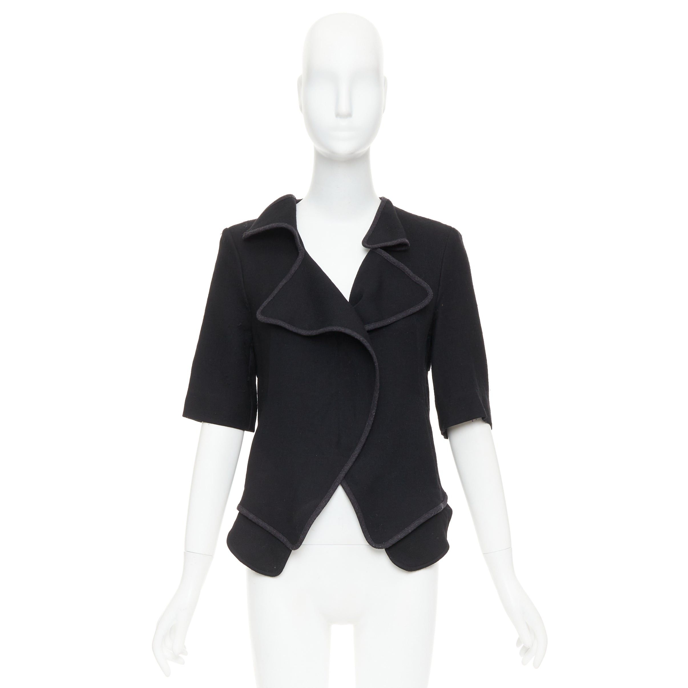 Marni MARNI 2010 black 100% virgin wool twill trimmed collar fitted jacket IT38 XS Size XS / US 0-2 / IT 36-38 - 10 Thumbnail