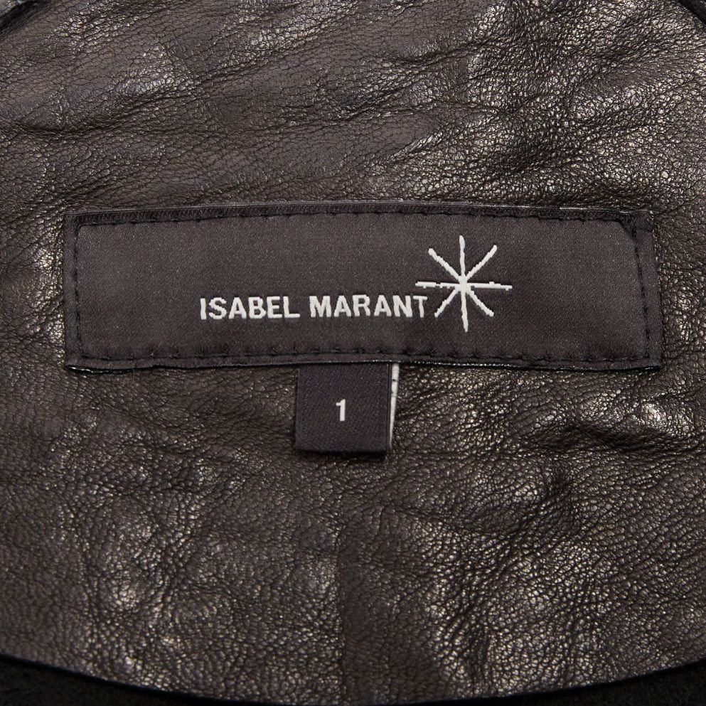 Isabel Marant ISABEL MARANT black crinkled leather biker zip pullover jacket FR1 S Size S / US 4 / IT 40 - 8 Thumbnail