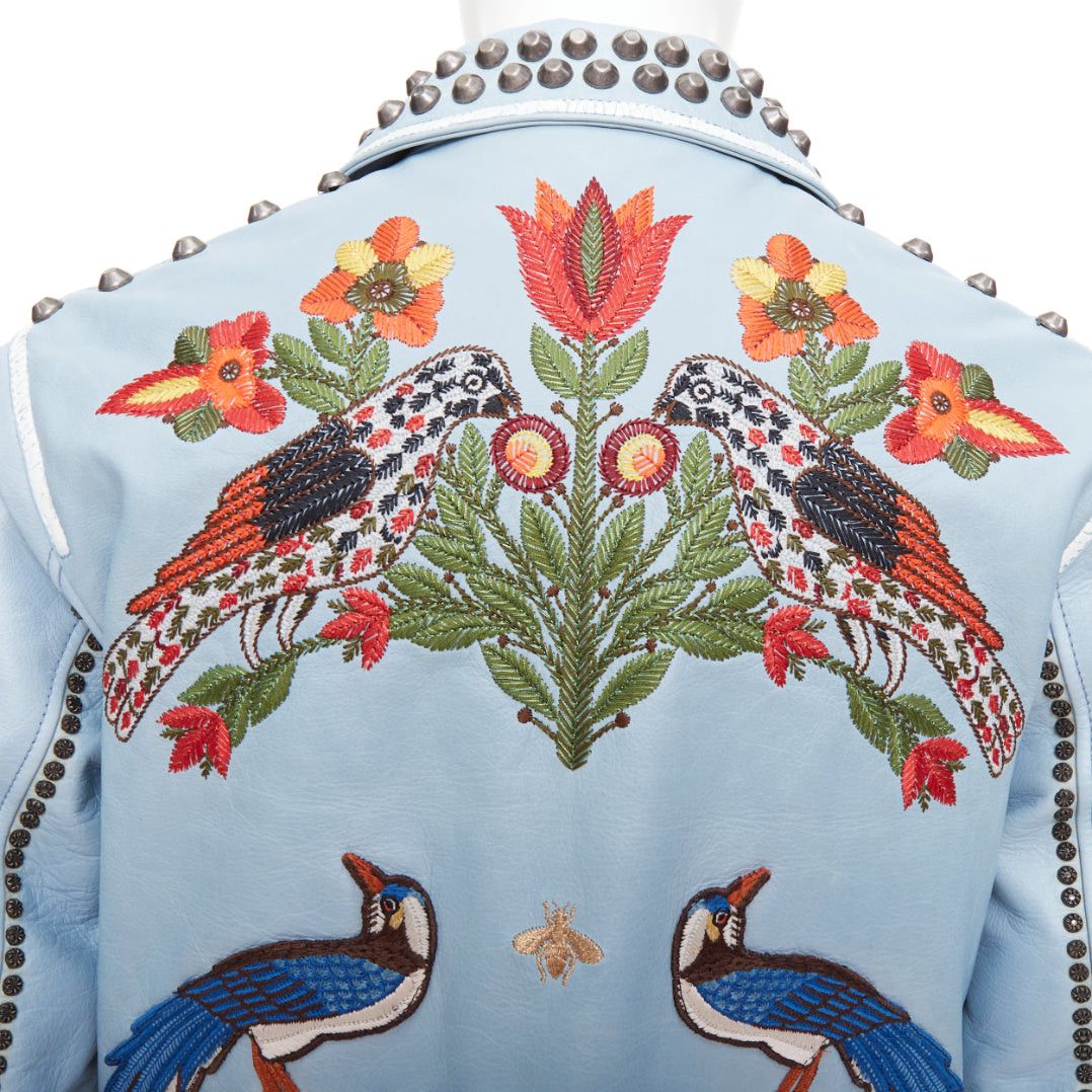 Gucci GUCCI Michele 2016 Runway light blue bee floral embroidery studded jacket IT38 XS Size XS / US 0-2 / IT 36-38 - 7 Thumbnail