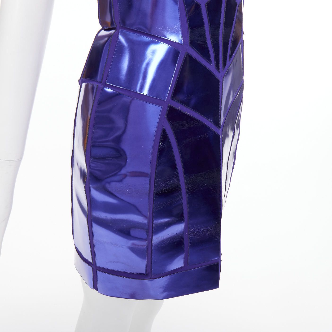 Versace VERSACE 2010 Runway blue purple metallic silk leather corseted dress IT38 XS Katy Perry Size XS / US 0-2 / IT 36-38 - 7 Thumbnail