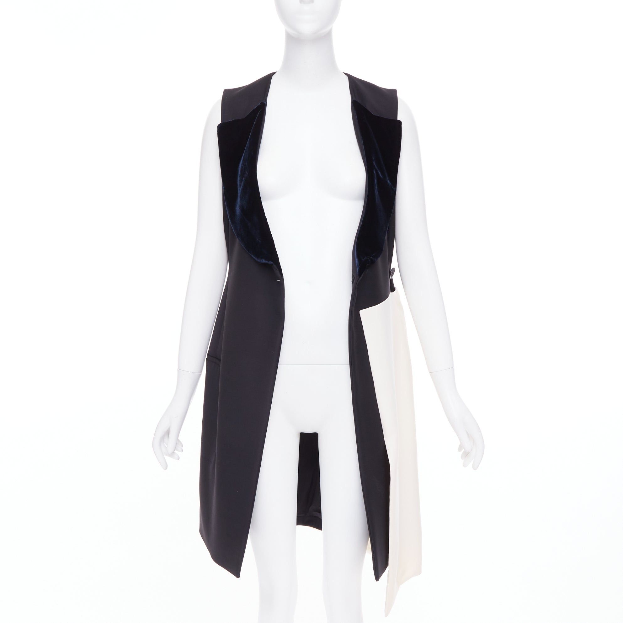 Dior CHRISTIAN DIOR 2013 Raf Simons black white velvet lapels asymmetric dress FR36 S Size S / US 4 / IT 40 - 3 Thumbnail